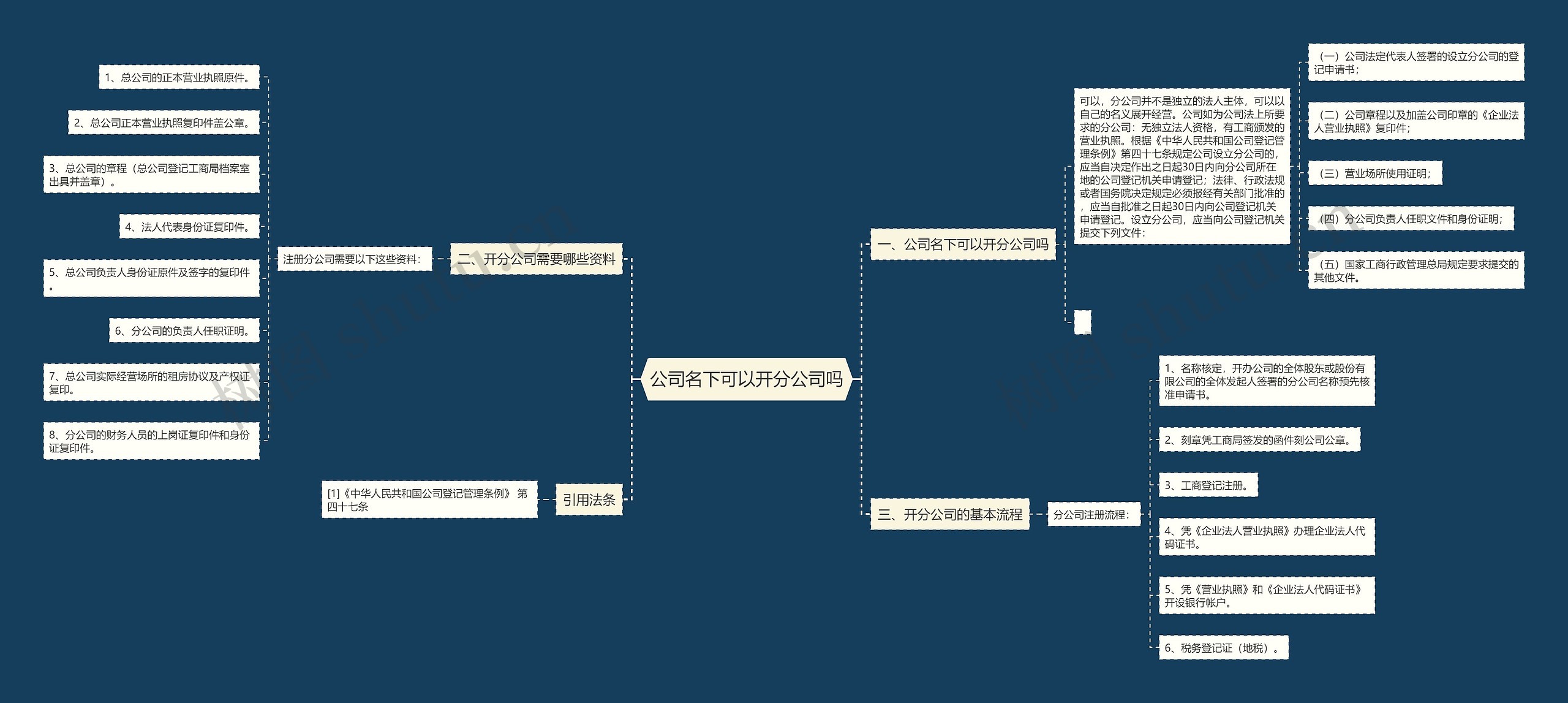 公司名下可以开分公司吗思维导图