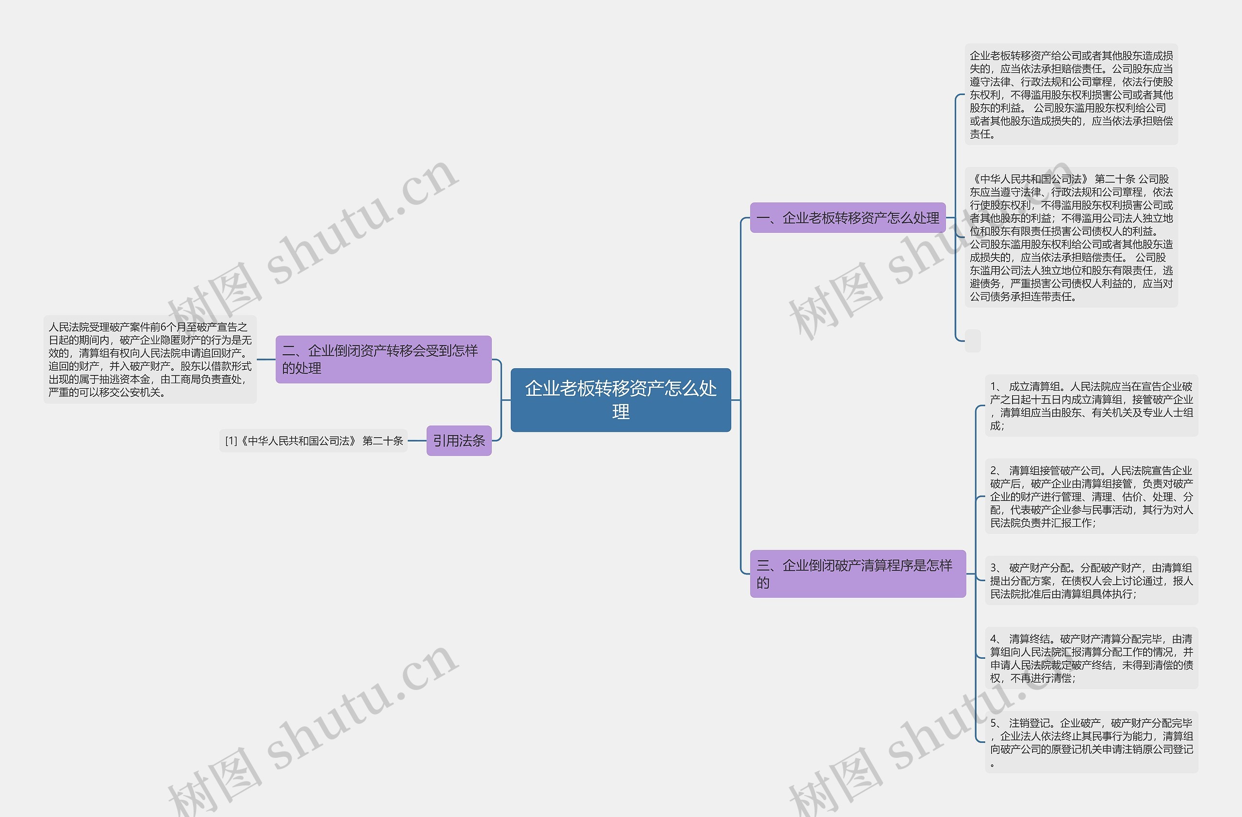 企业老板转移资产怎么处理思维导图
