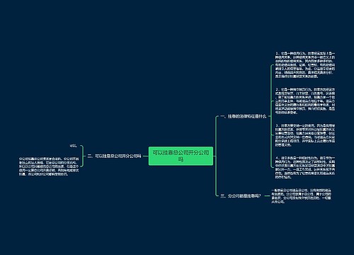 可以挂靠总公司开分公司吗