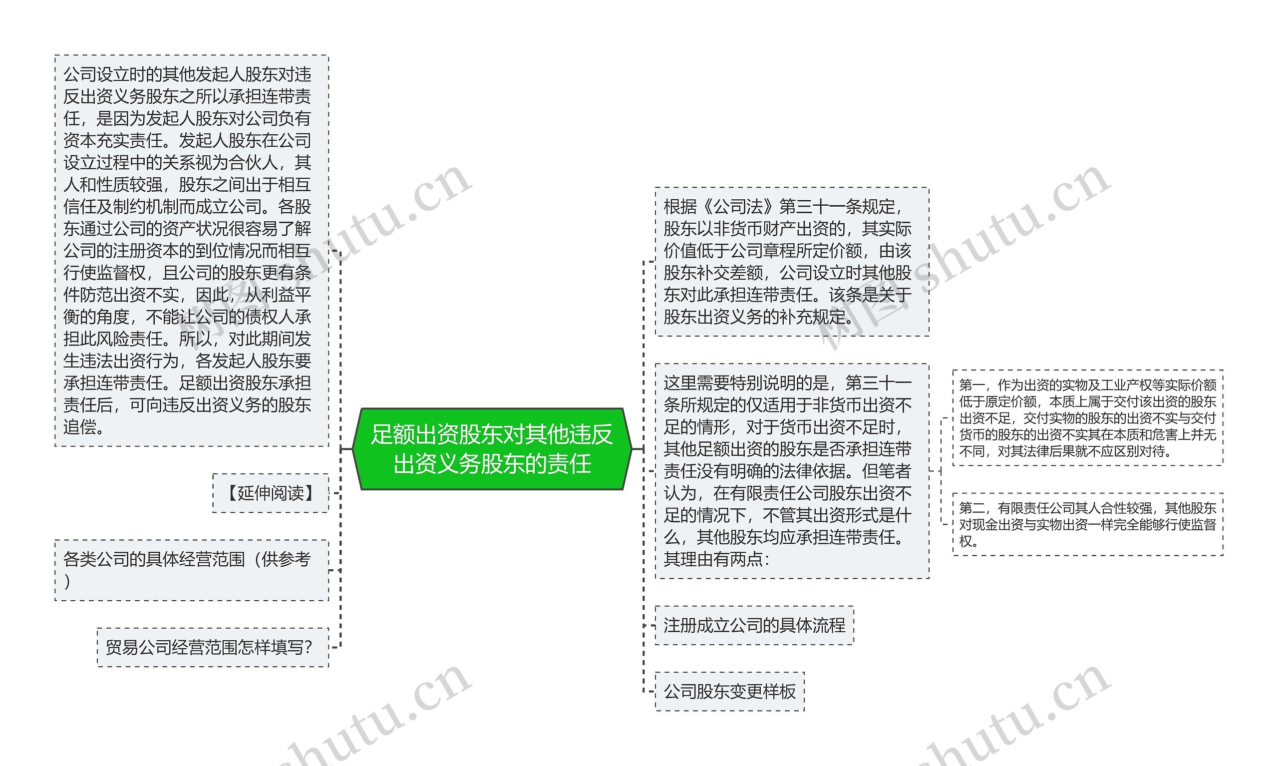 足额出资股东对其他违反出资义务股东的责任思维导图