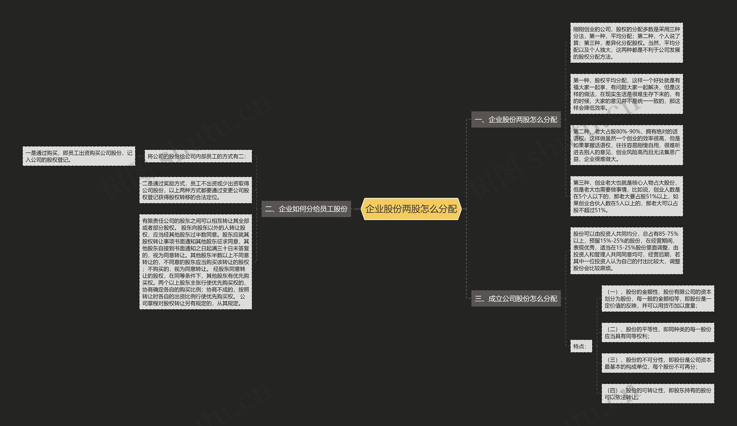 企业股份两股怎么分配思维导图