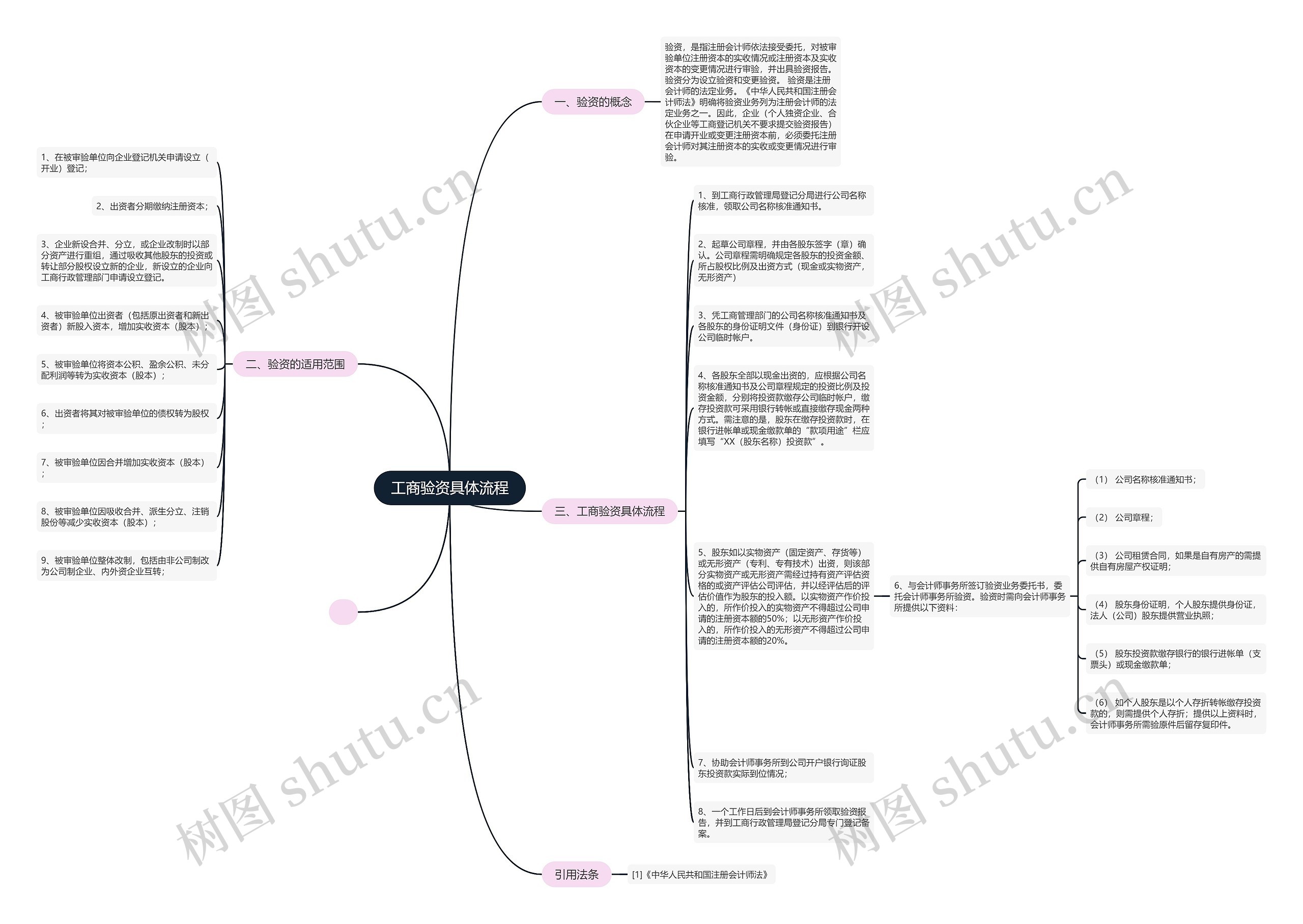 工商验资具体流程思维导图