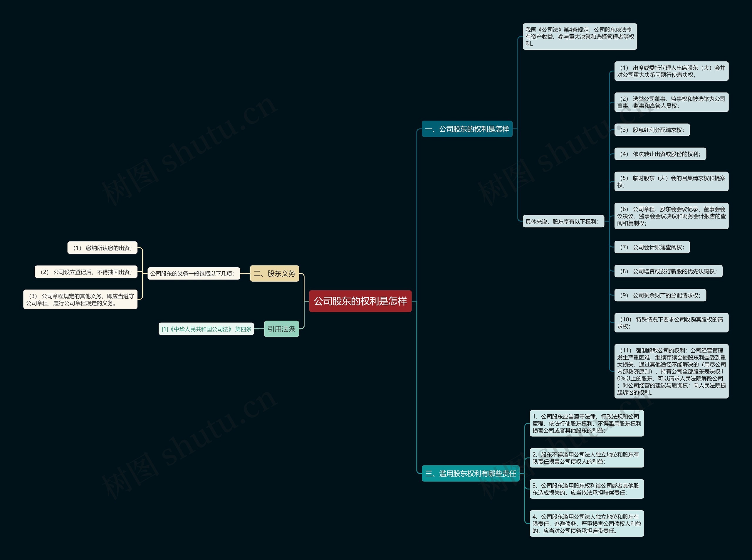 公司股东的权利是怎样思维导图