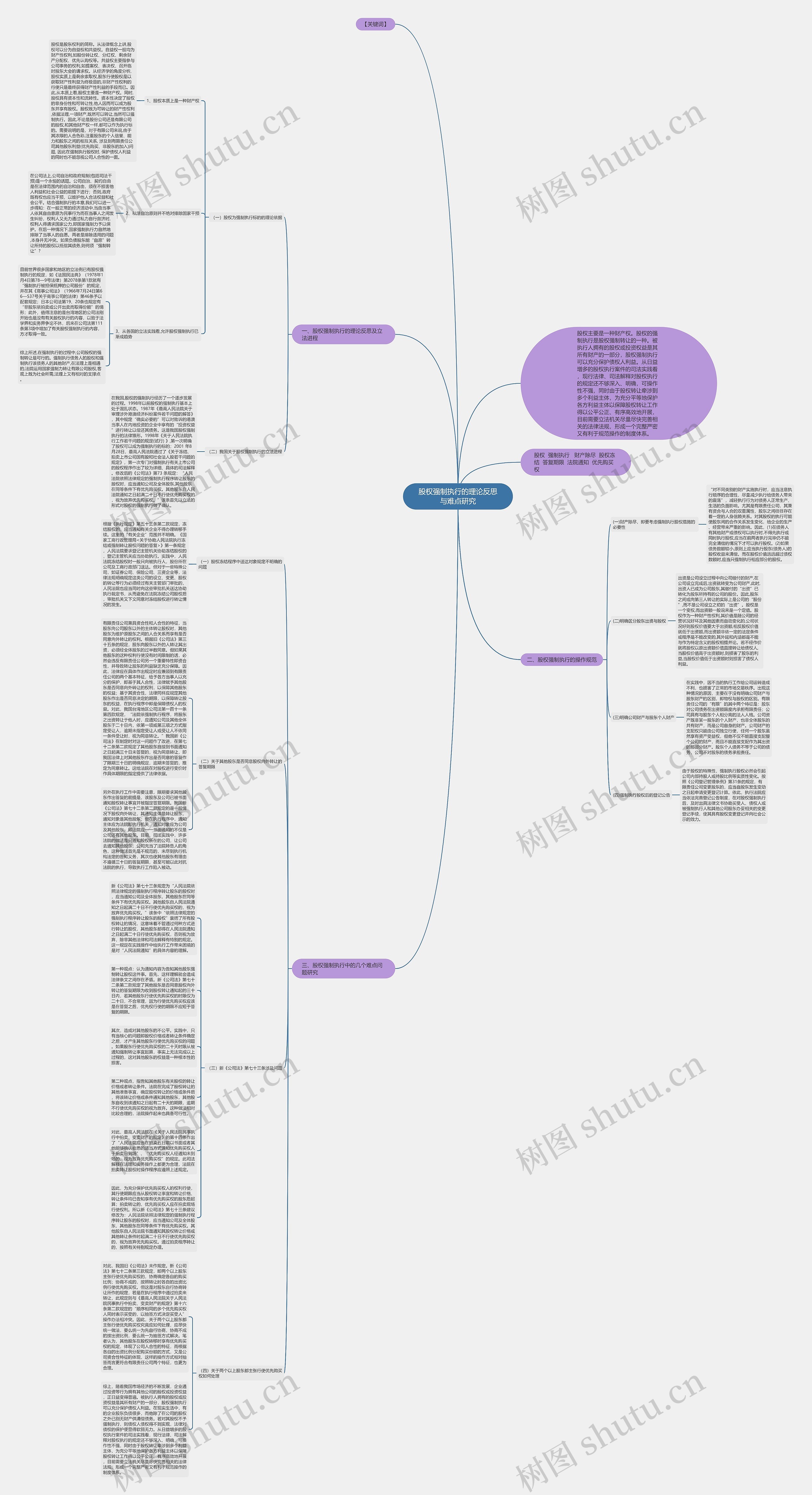 股权强制执行的理论反思与难点研究思维导图