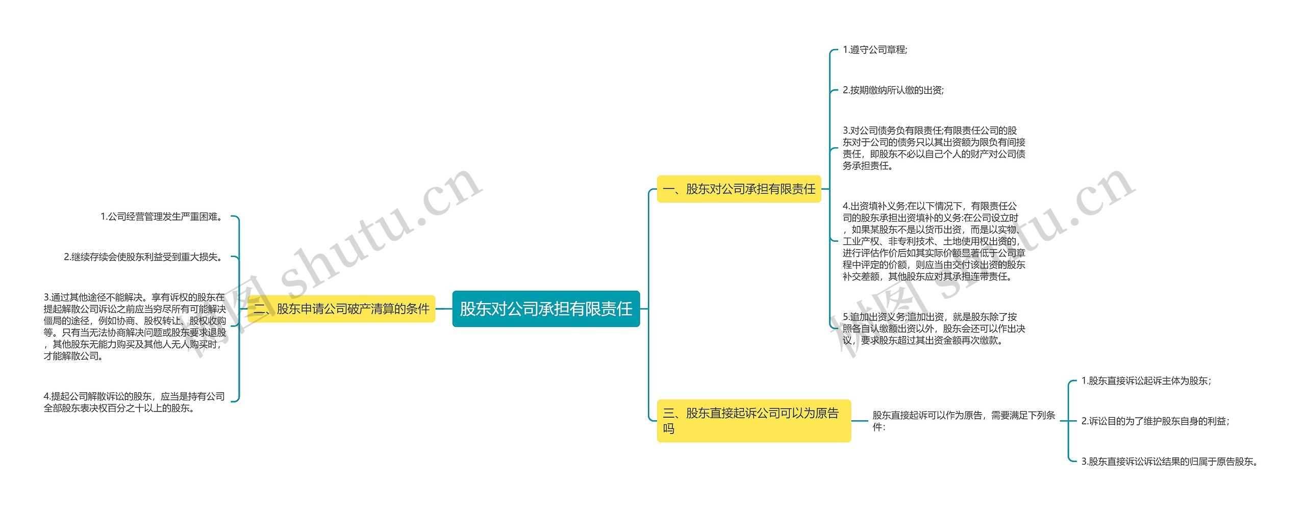 股东对公司承担有限责任思维导图