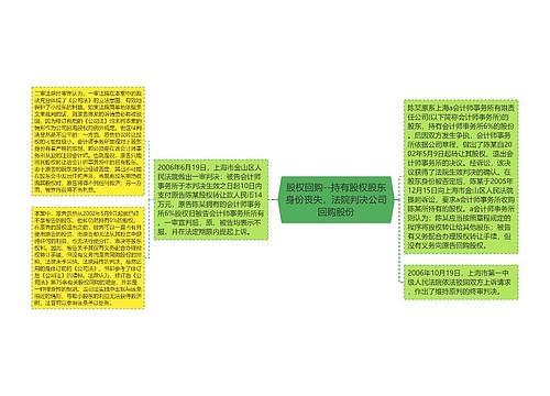 股权回购--持有股权股东身份丧失，法院判决公司回购股份