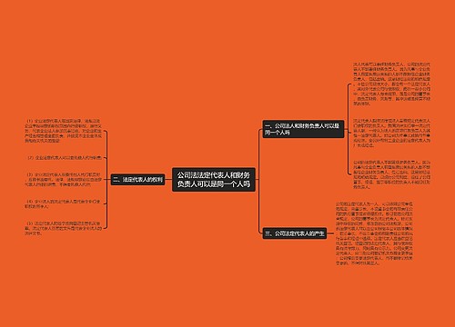 公司法法定代表人和财务负责人可以是同一个人吗