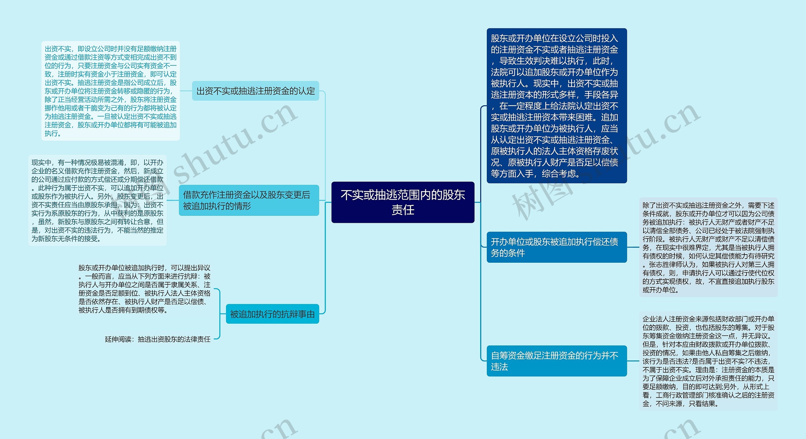 不实或抽逃范围内的股东责任思维导图