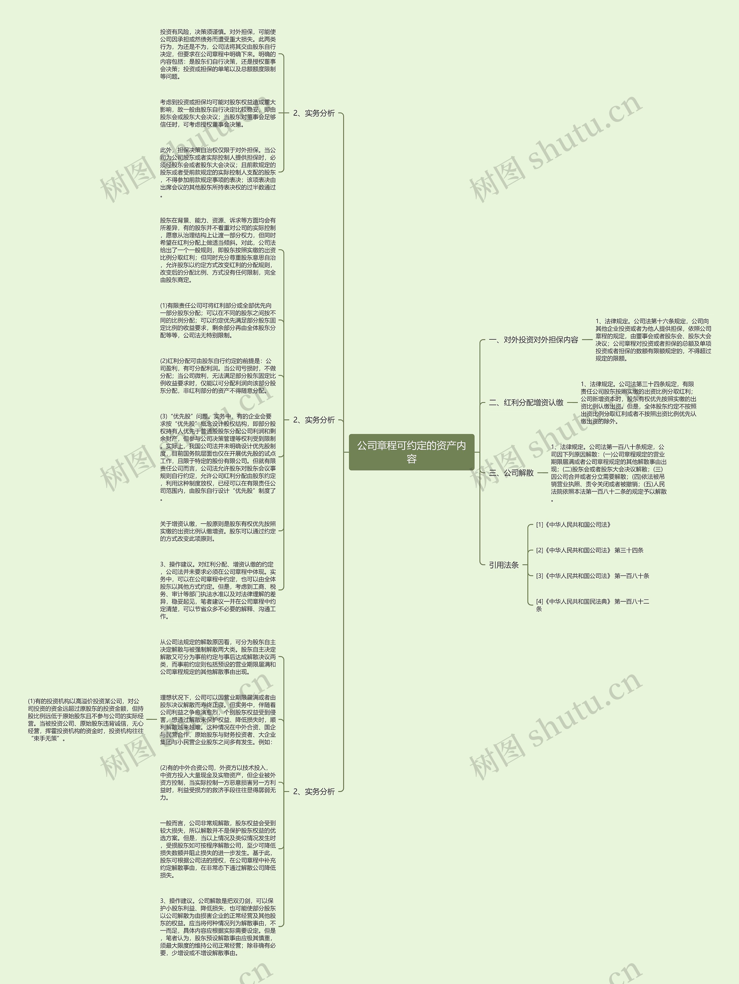 公司章程可约定的资产内容思维导图