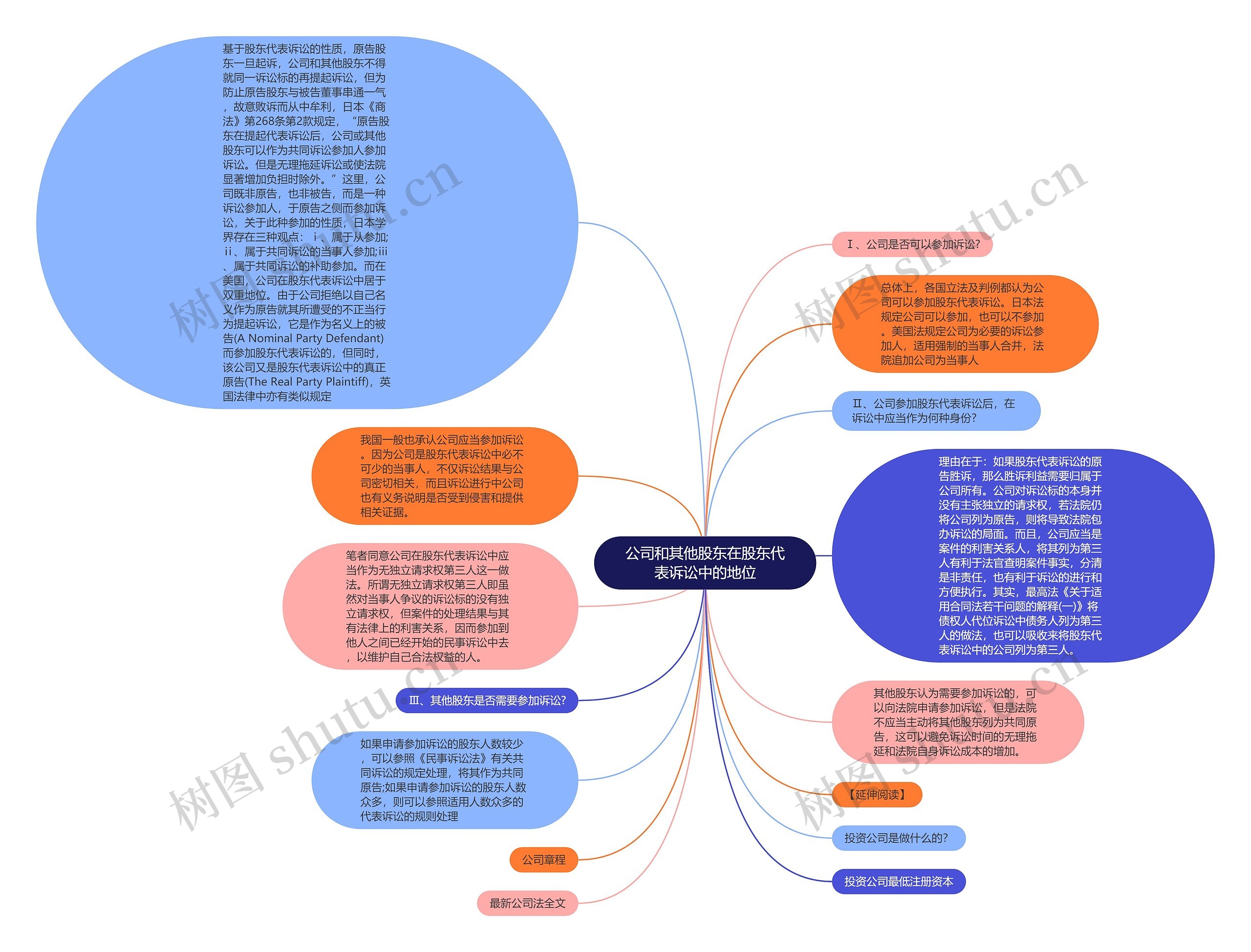 公司和其他股东在股东代表诉讼中的地位思维导图