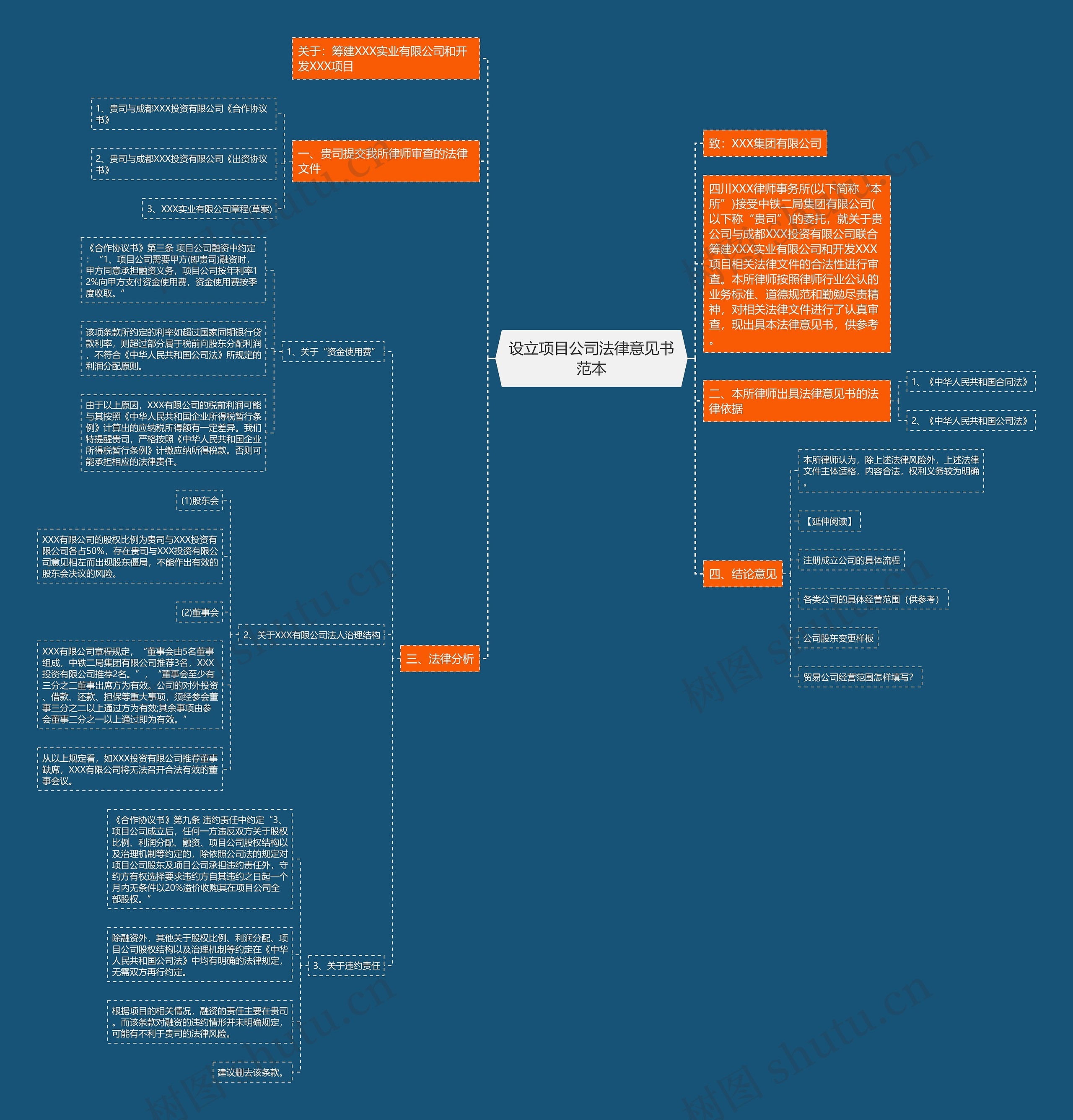 设立项目公司法律意见书范本思维导图