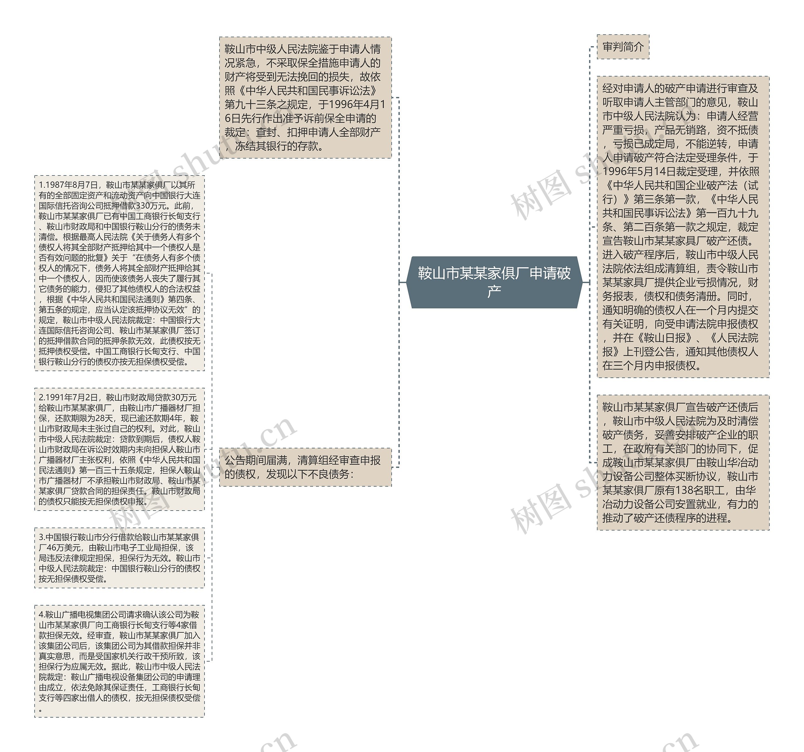 鞍山市某某家俱厂申请破产思维导图