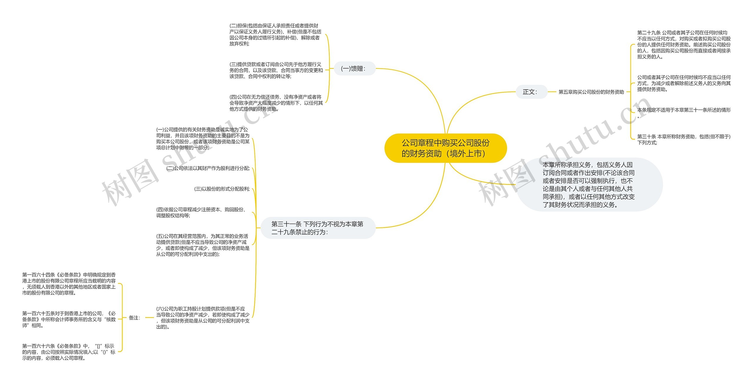 公司章程中购买公司股份的财务资助（境外上市）思维导图