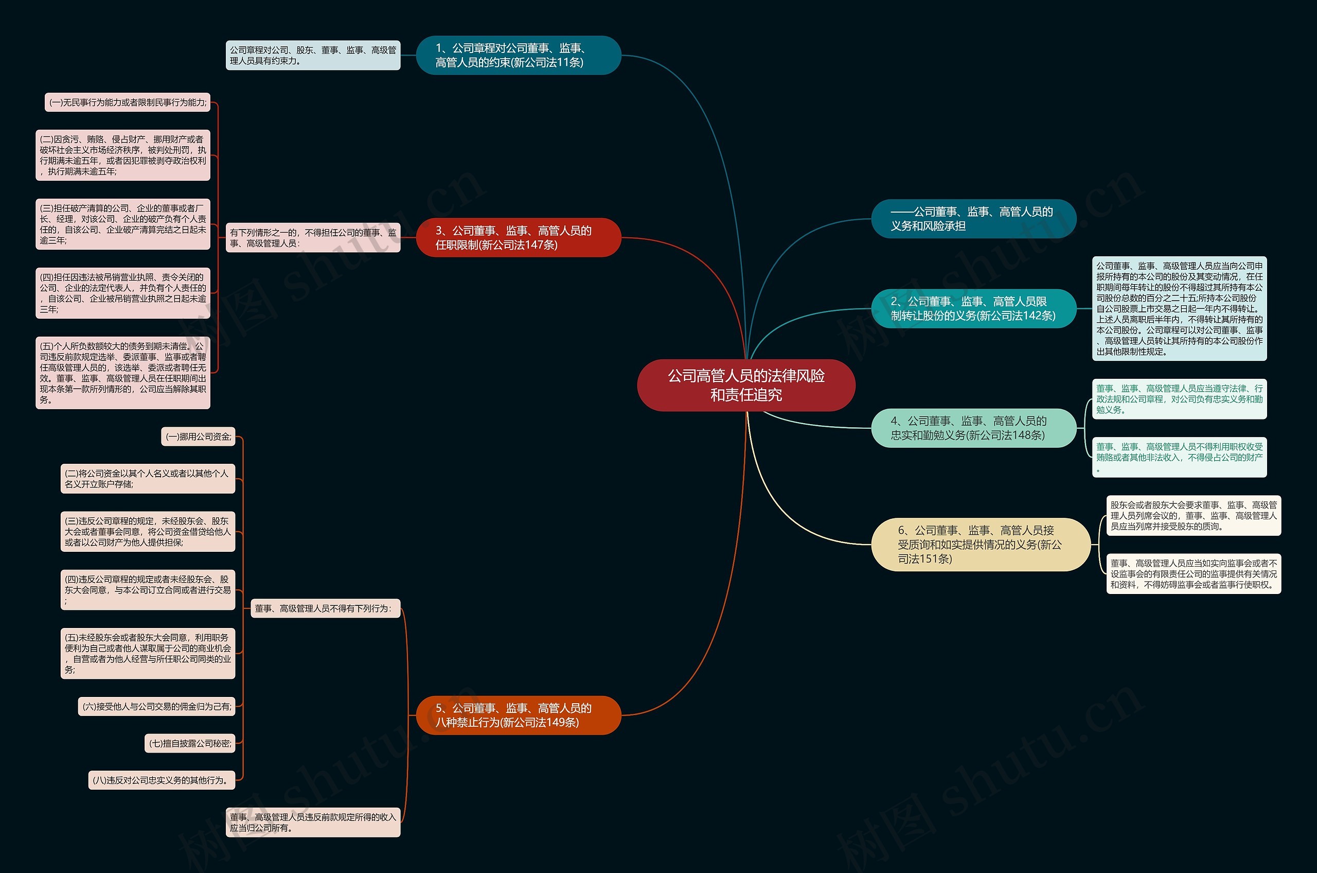 公司高管人员的法律风险和责任追究思维导图