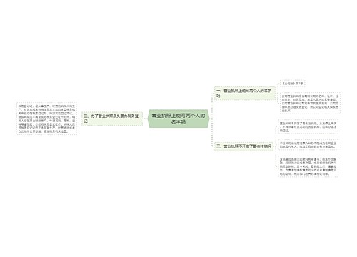 营业执照上能写两个人的名字吗