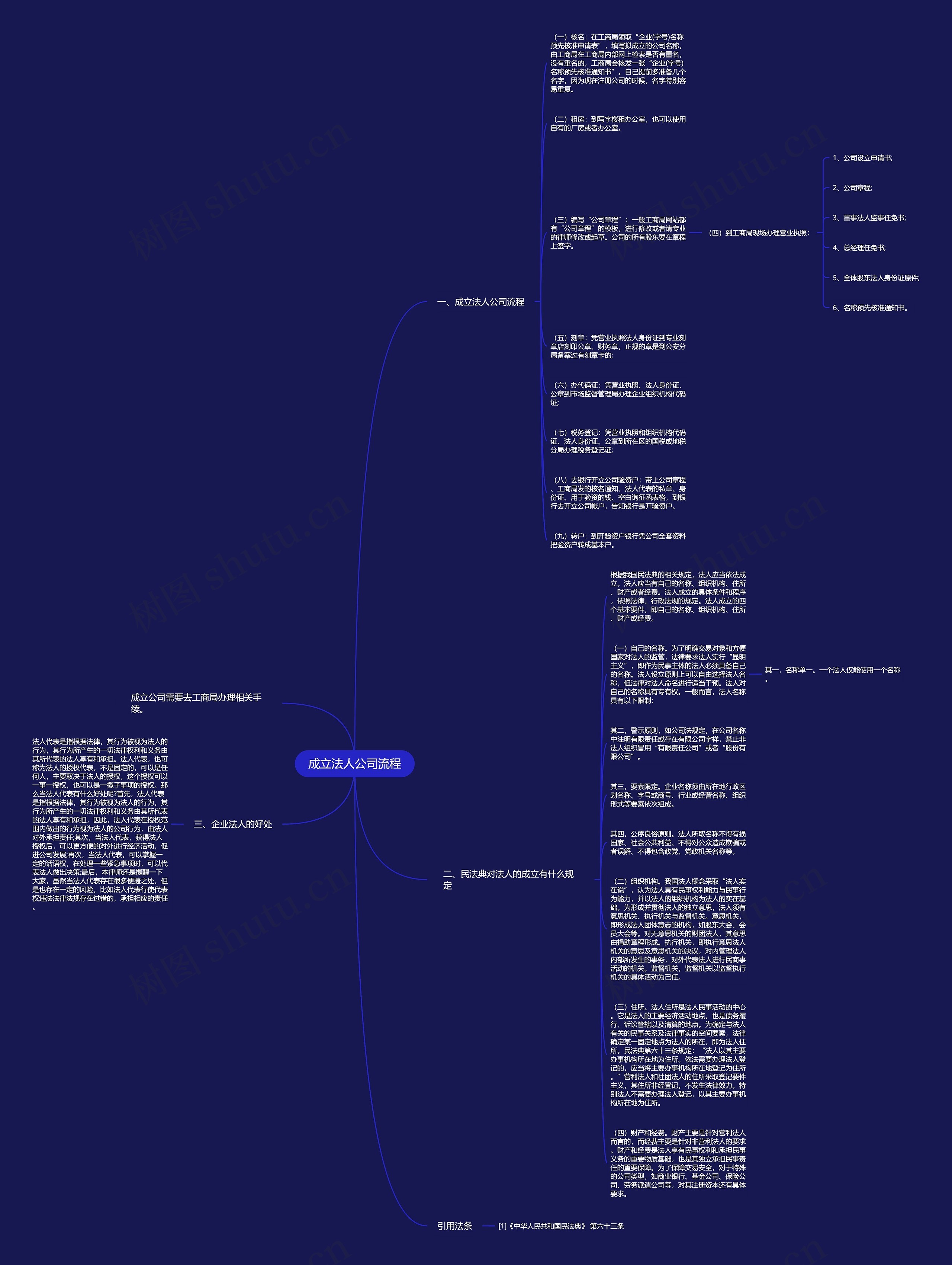 成立法人公司流程思维导图