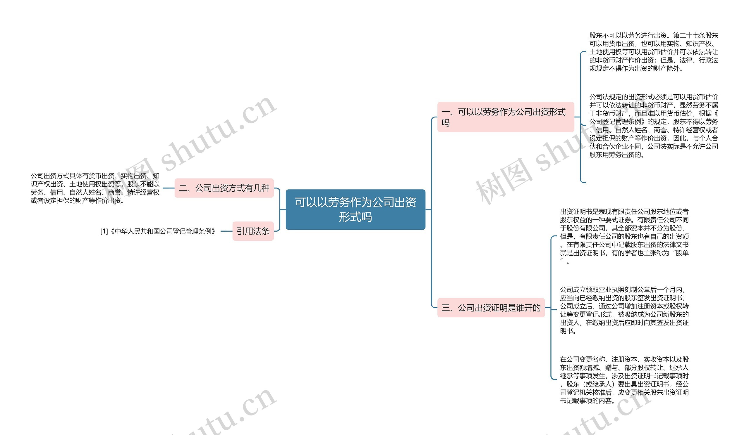 可以以劳务作为公司出资形式吗思维导图