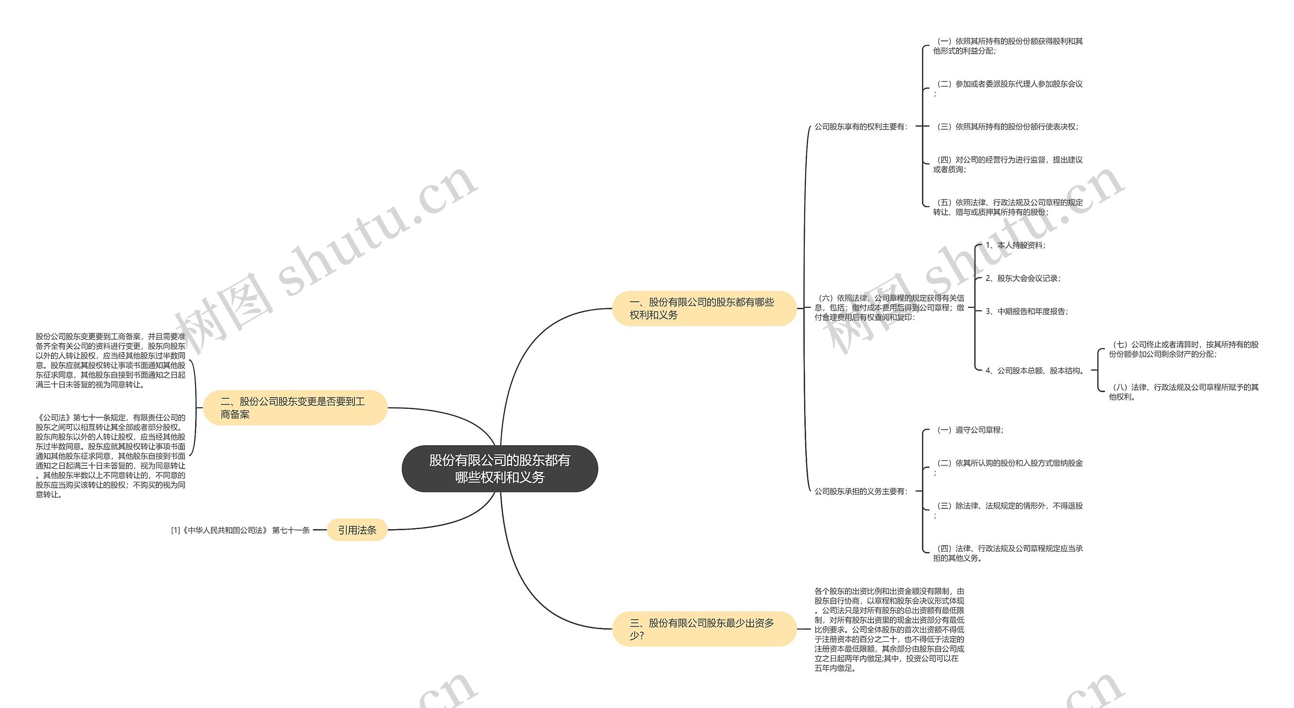 股份有限公司的股东都有哪些权利和义务思维导图
