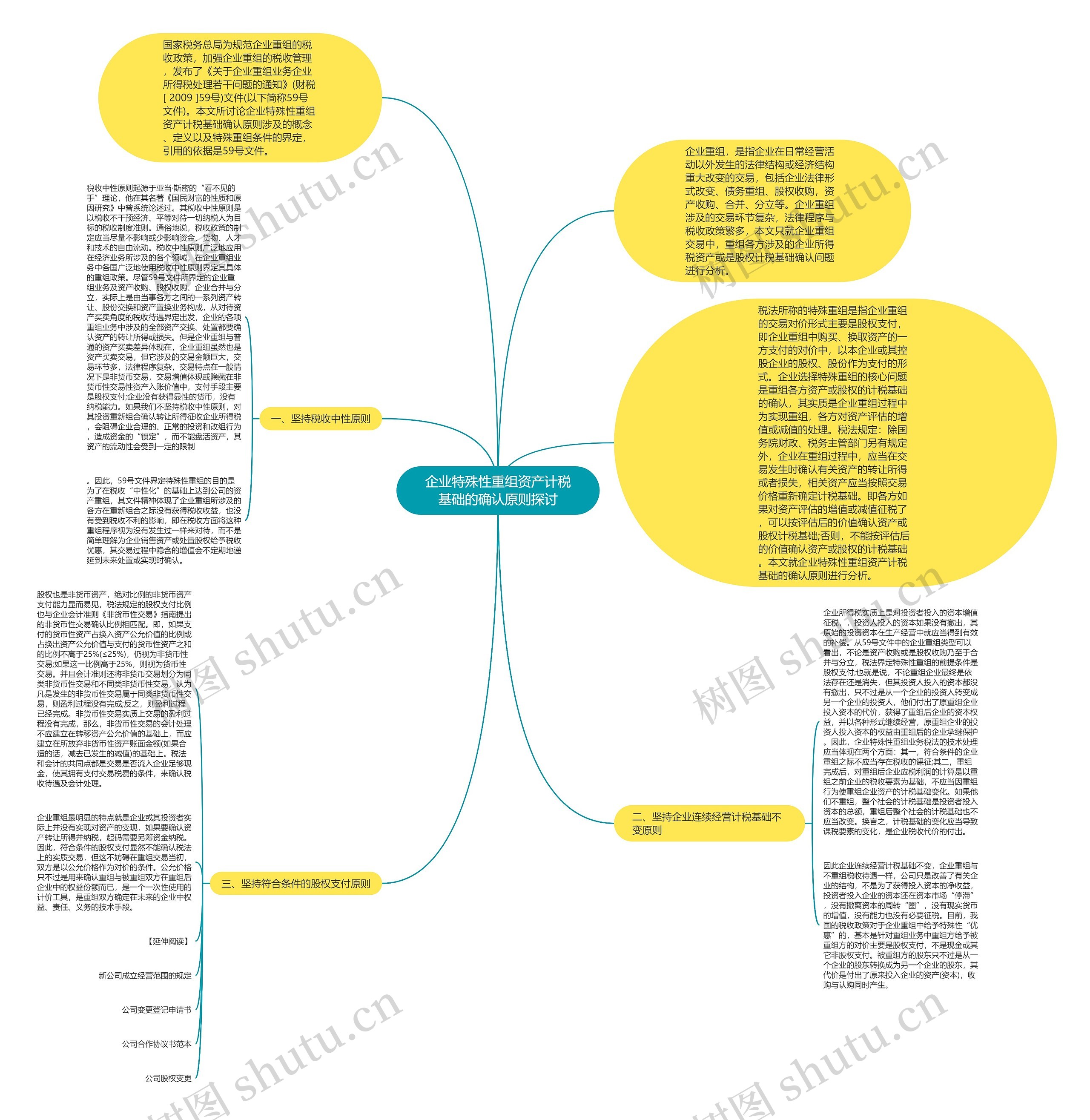 企业特殊性重组资产计税基础的确认原则探讨思维导图