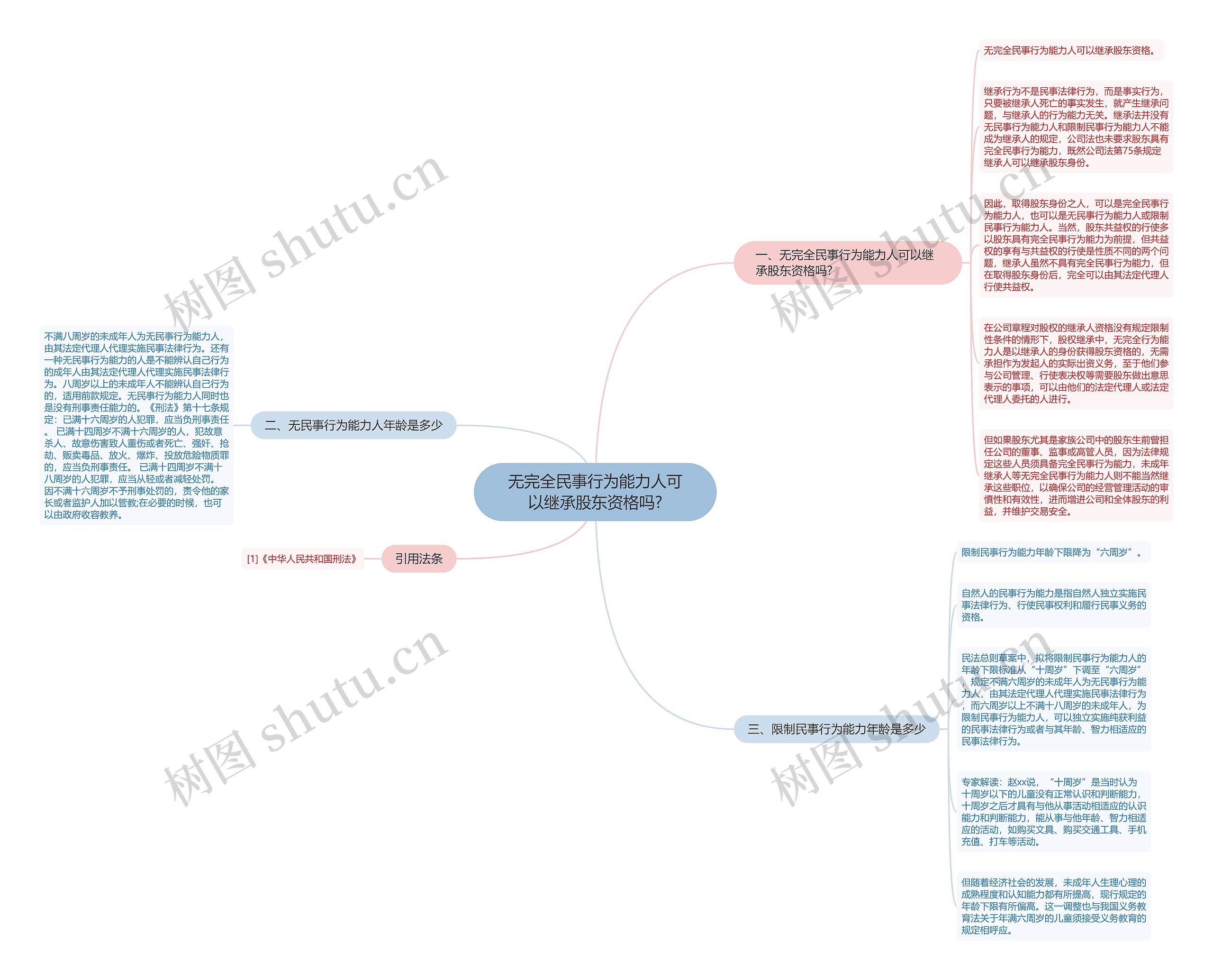 无完全民事行为能力人可以继承股东资格吗?思维导图