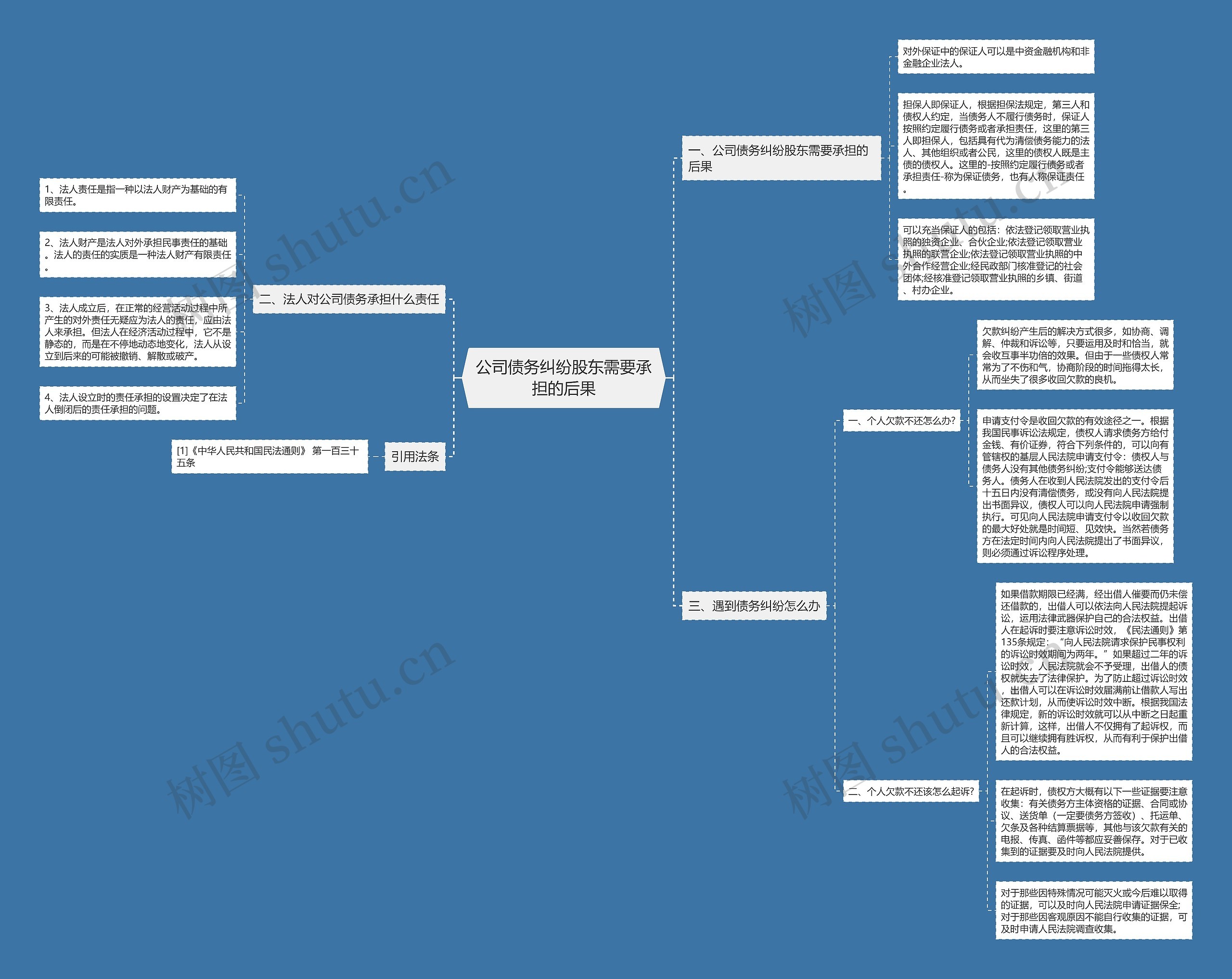 公司债务纠纷股东需要承担的后果思维导图
