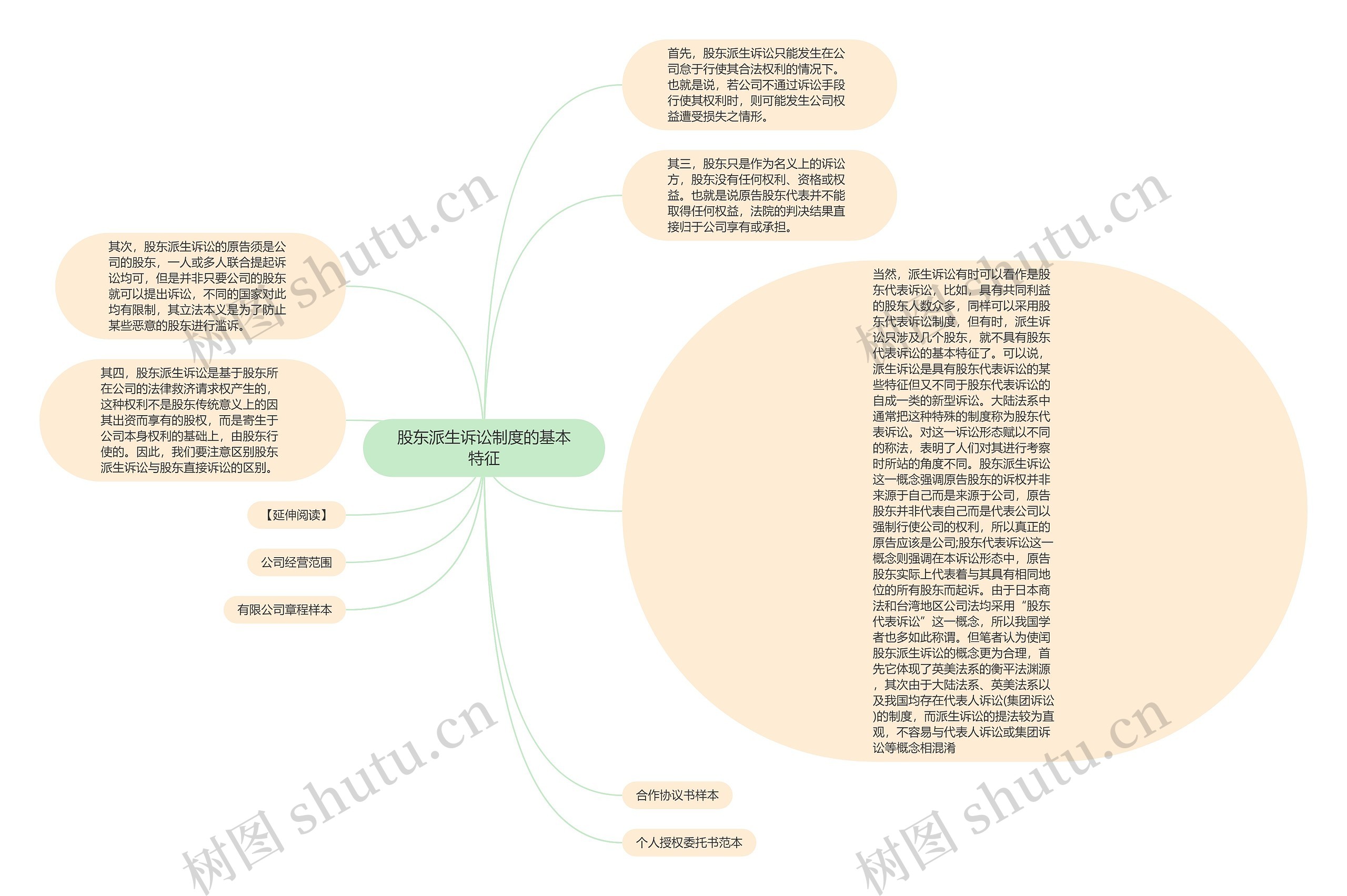 股东派生诉讼制度的基本特征思维导图