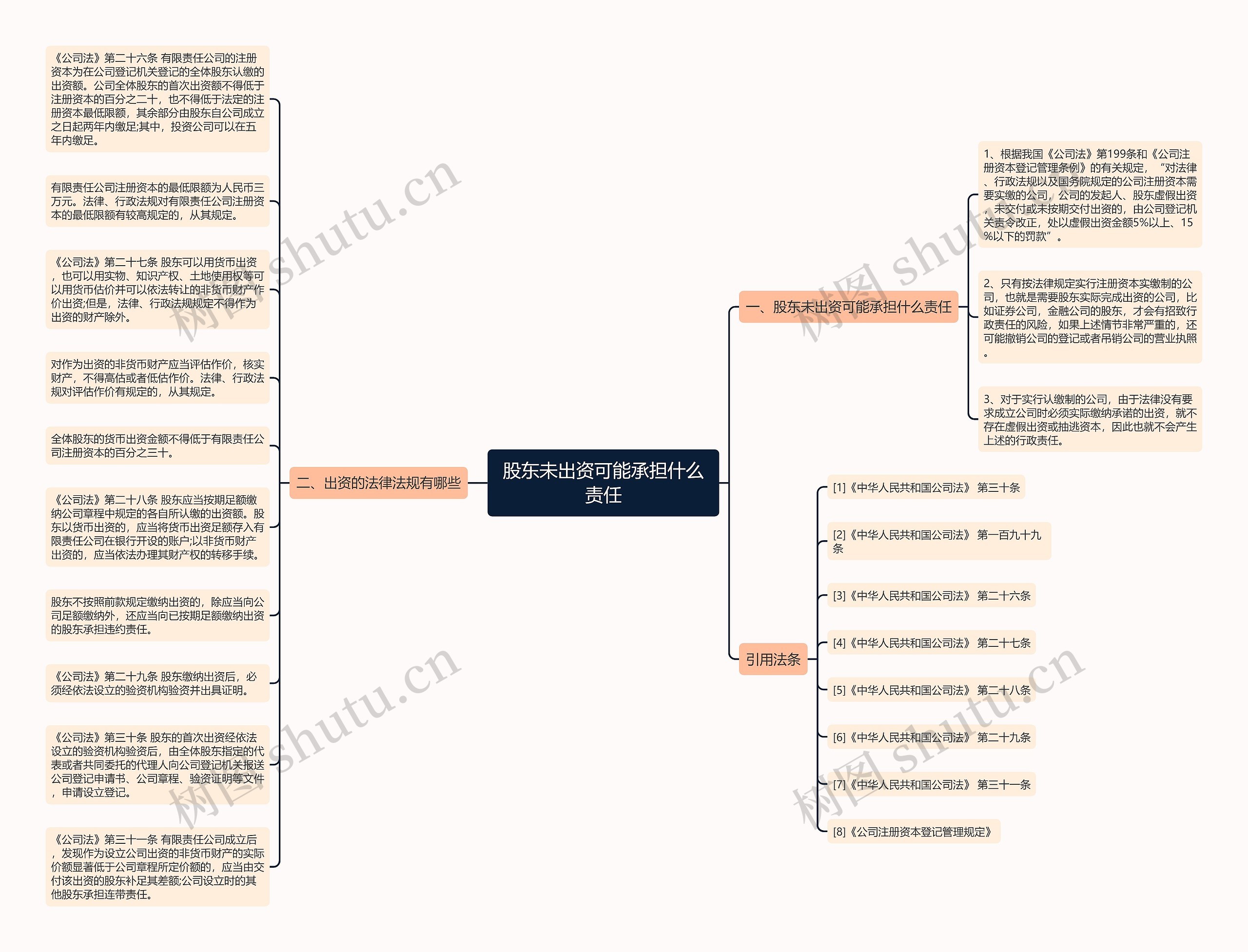 股东未出资可能承担什么责任思维导图