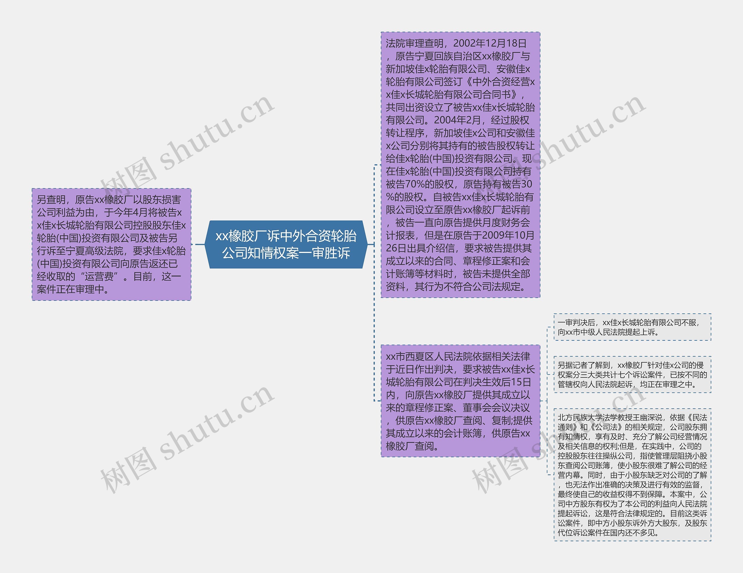 xx橡胶厂诉中外合资轮胎公司知情权案一审胜诉思维导图