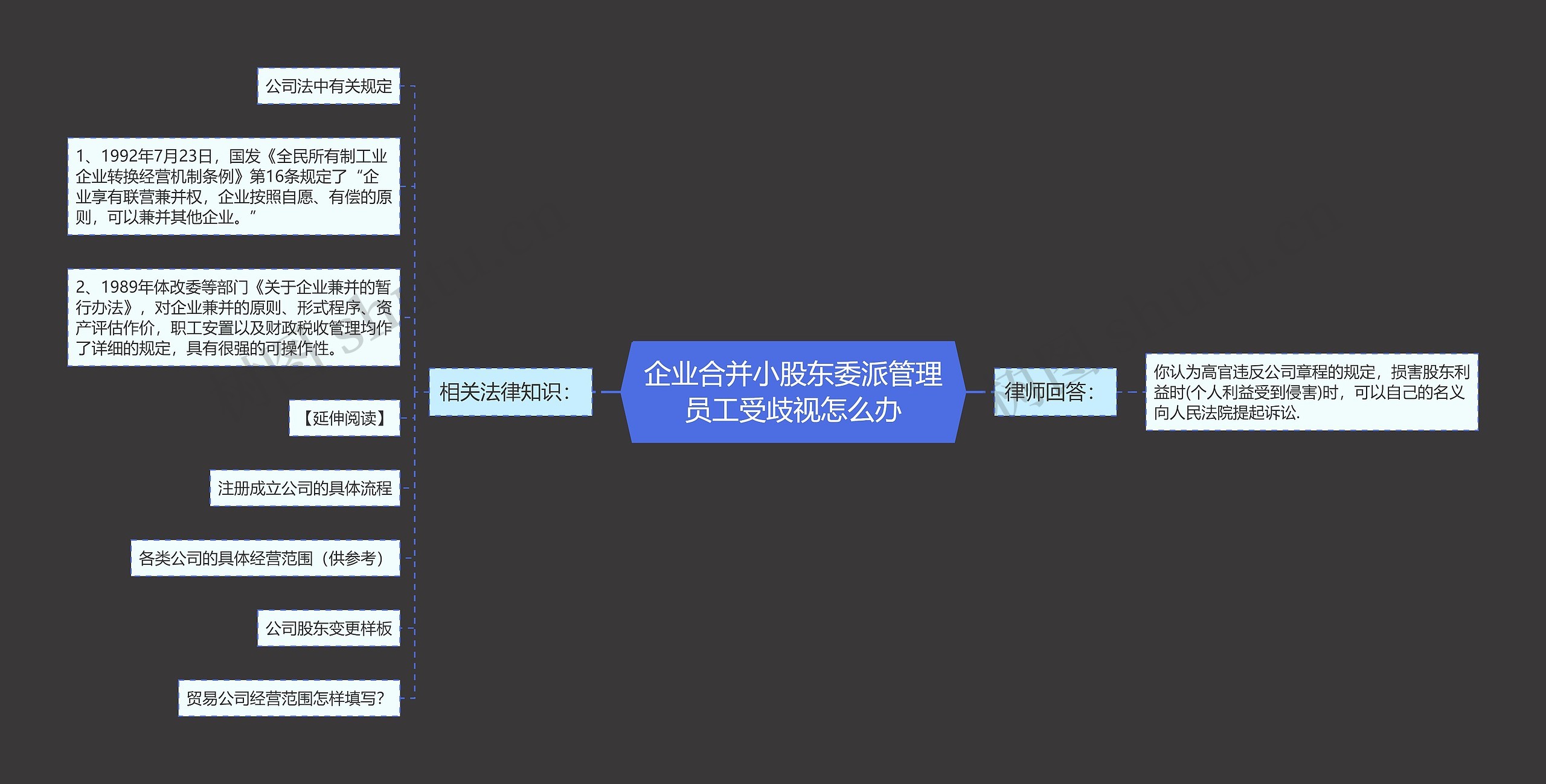 企业合并小股东委派管理员工受歧视怎么办思维导图