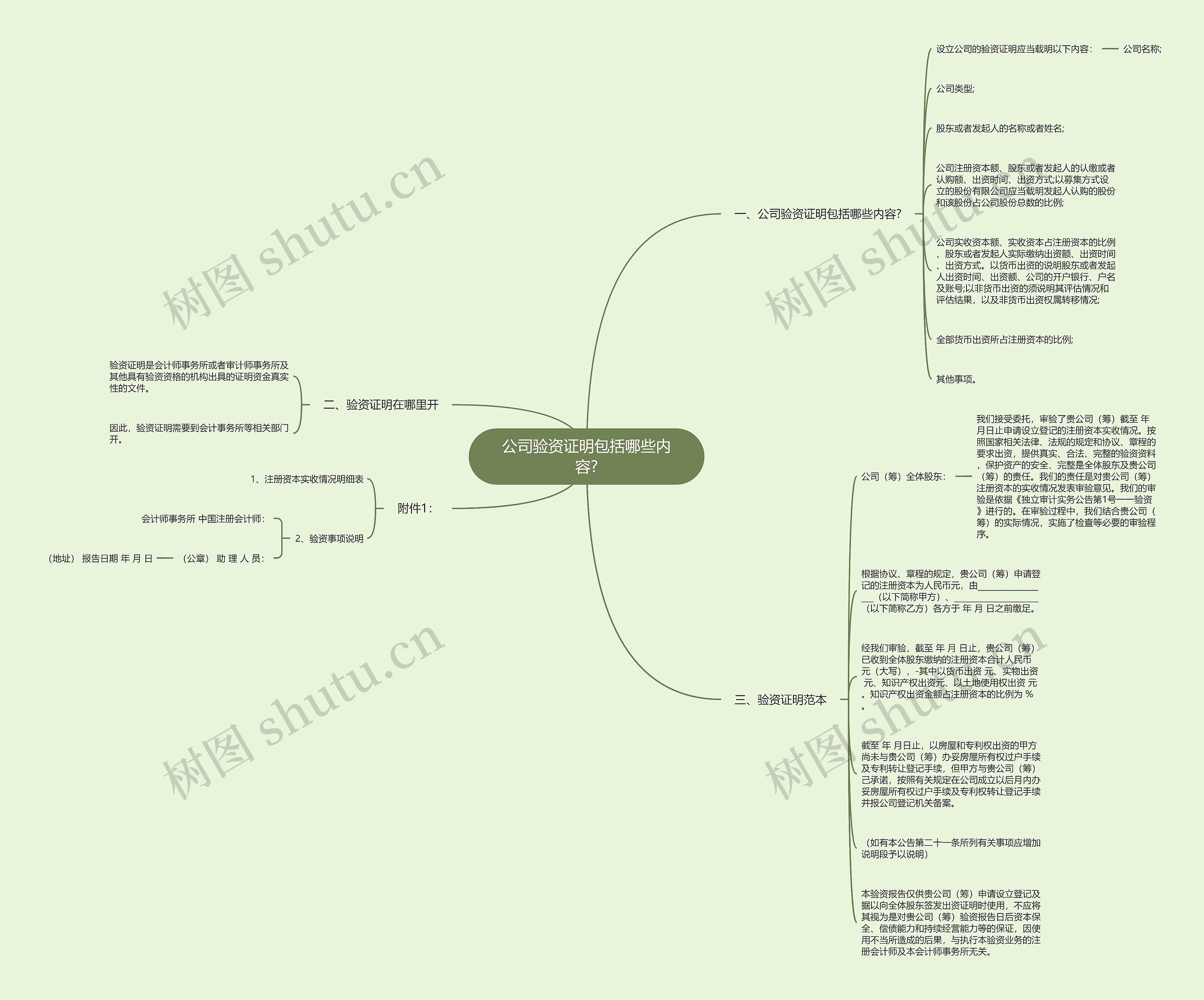 公司验资证明包括哪些内容?思维导图