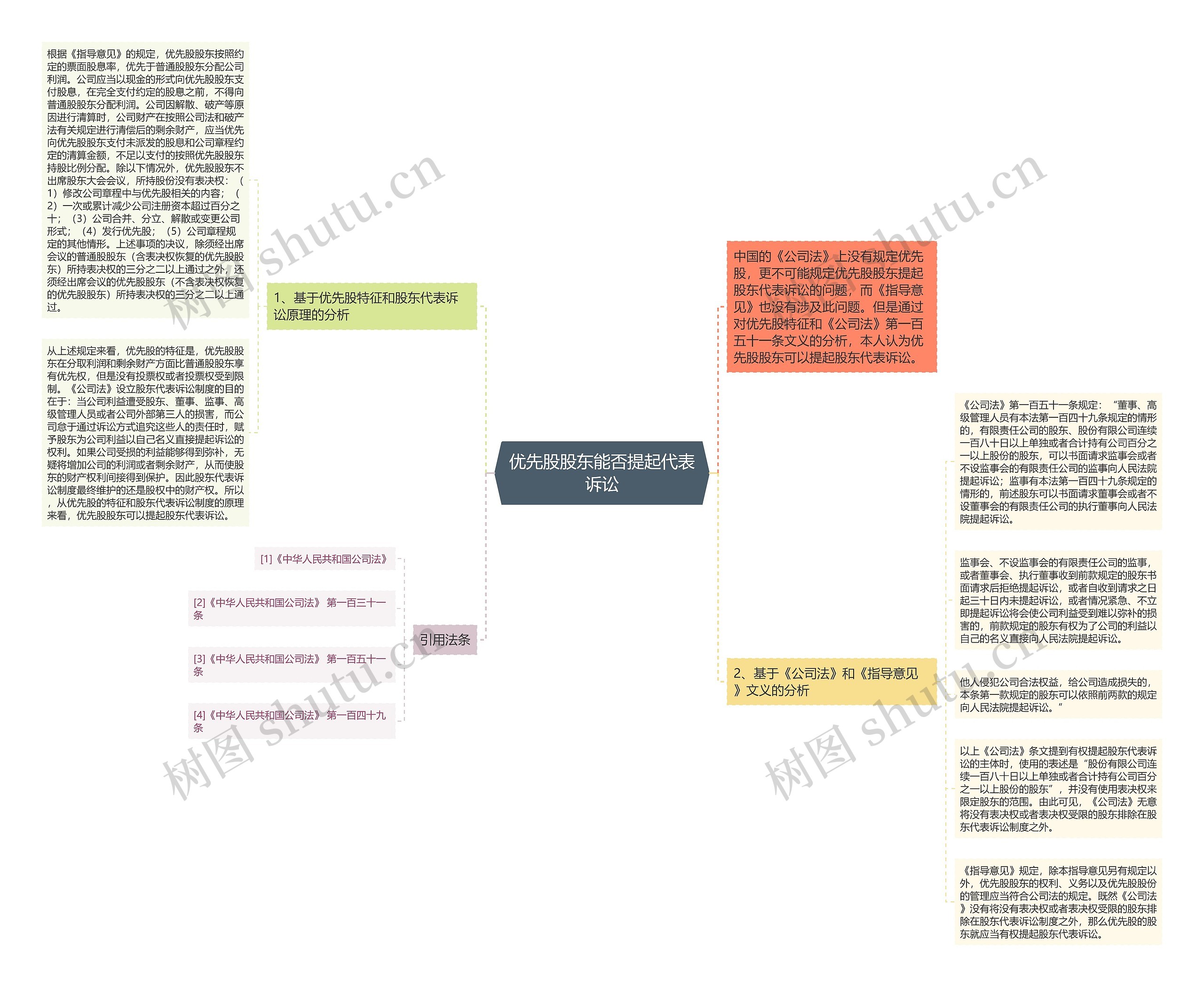 优先股股东能否提起代表诉讼思维导图