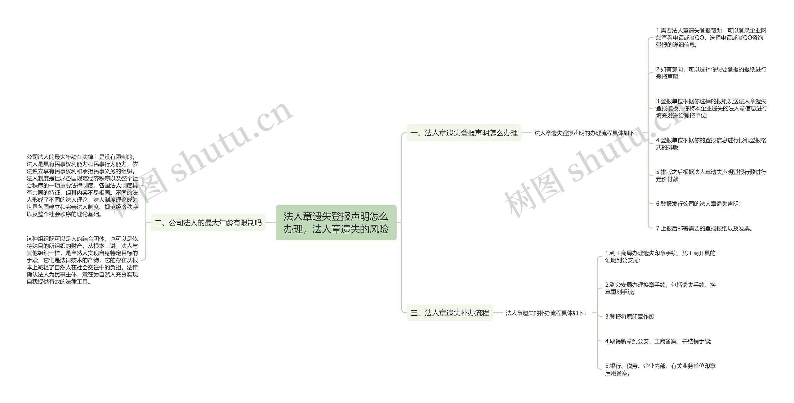 法人章遗失登报声明怎么办理，法人章遗失的风险思维导图