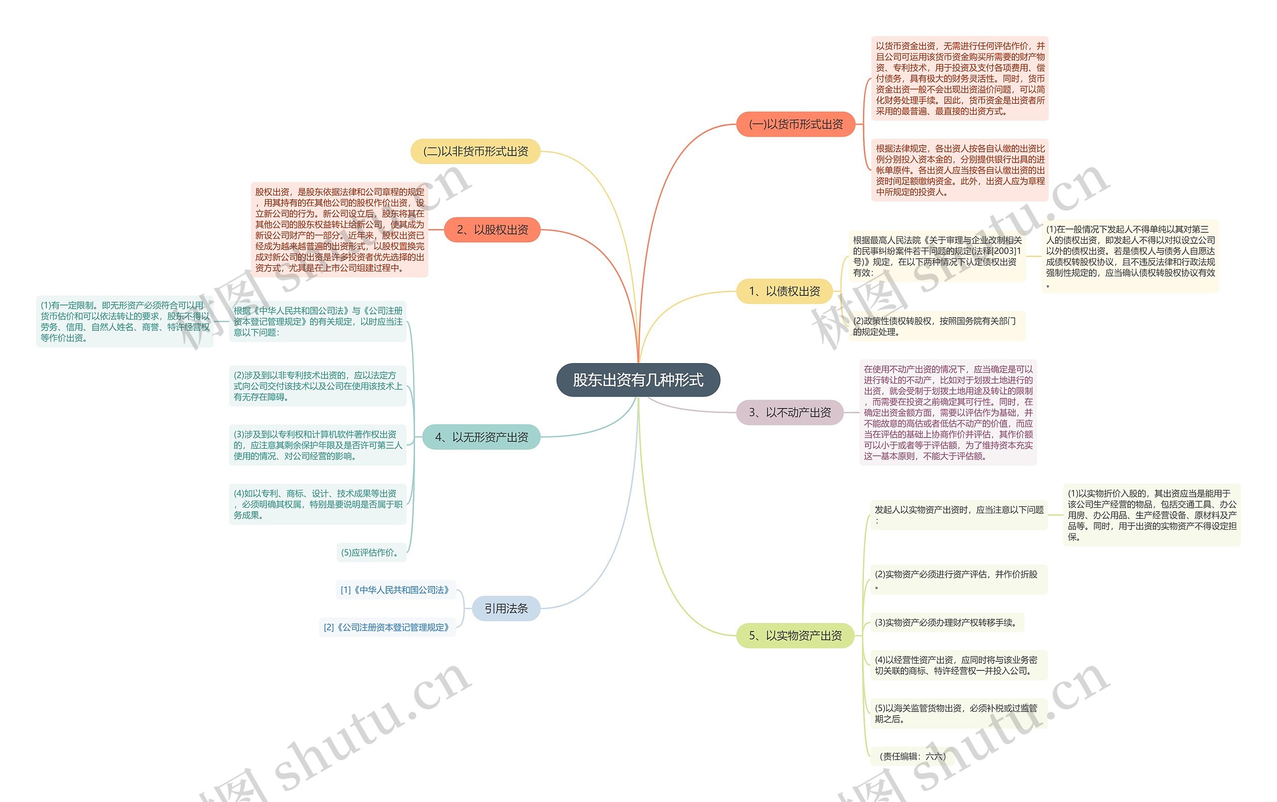 股东出资有几种形式思维导图