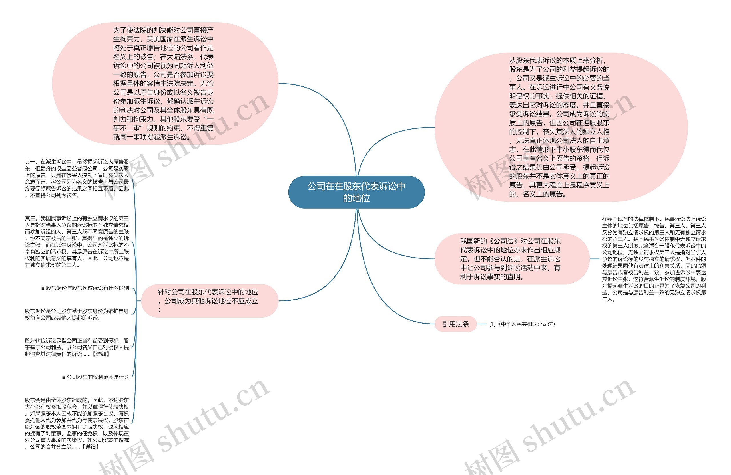 公司在在股东代表诉讼中的地位思维导图