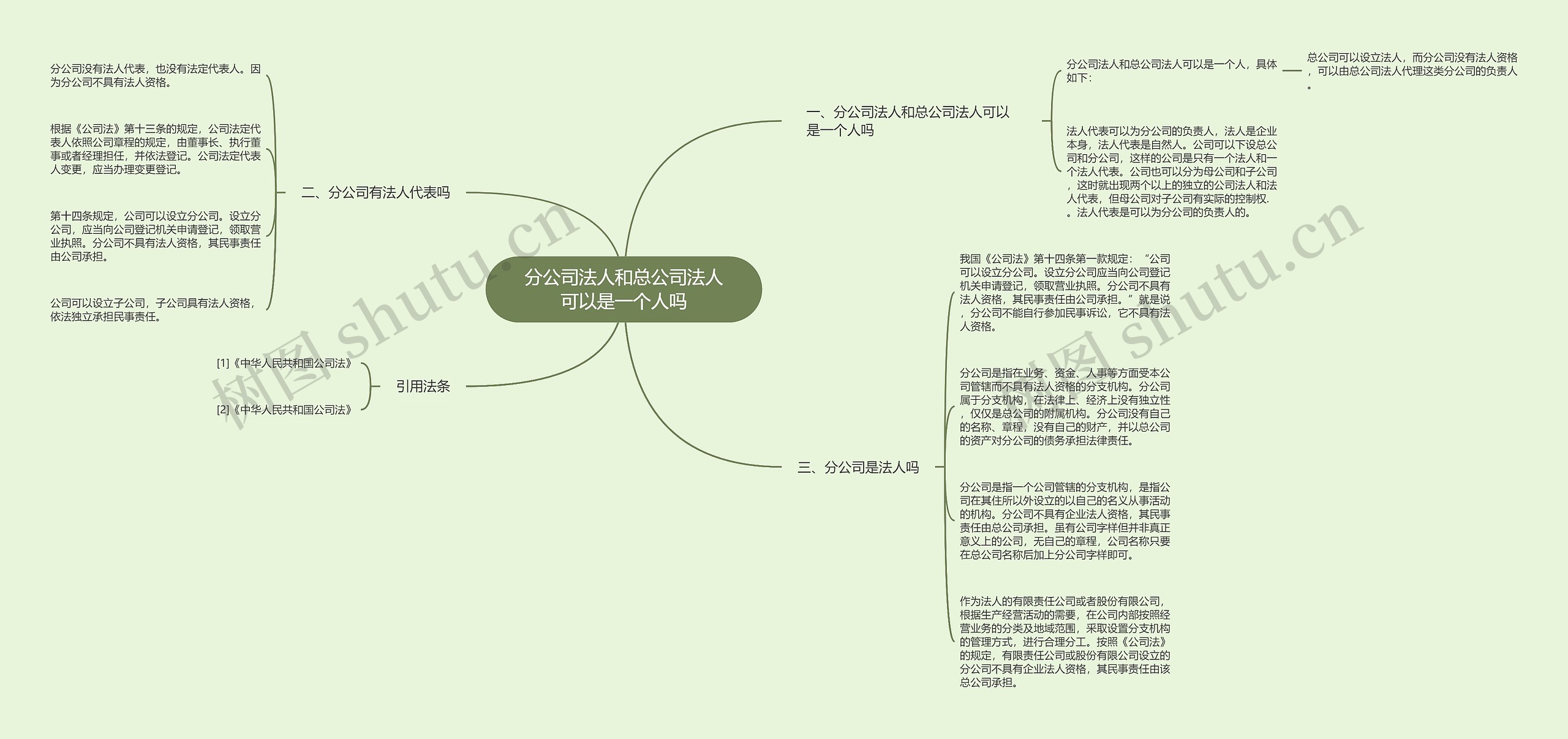 分公司法人和总公司法人可以是一个人吗思维导图