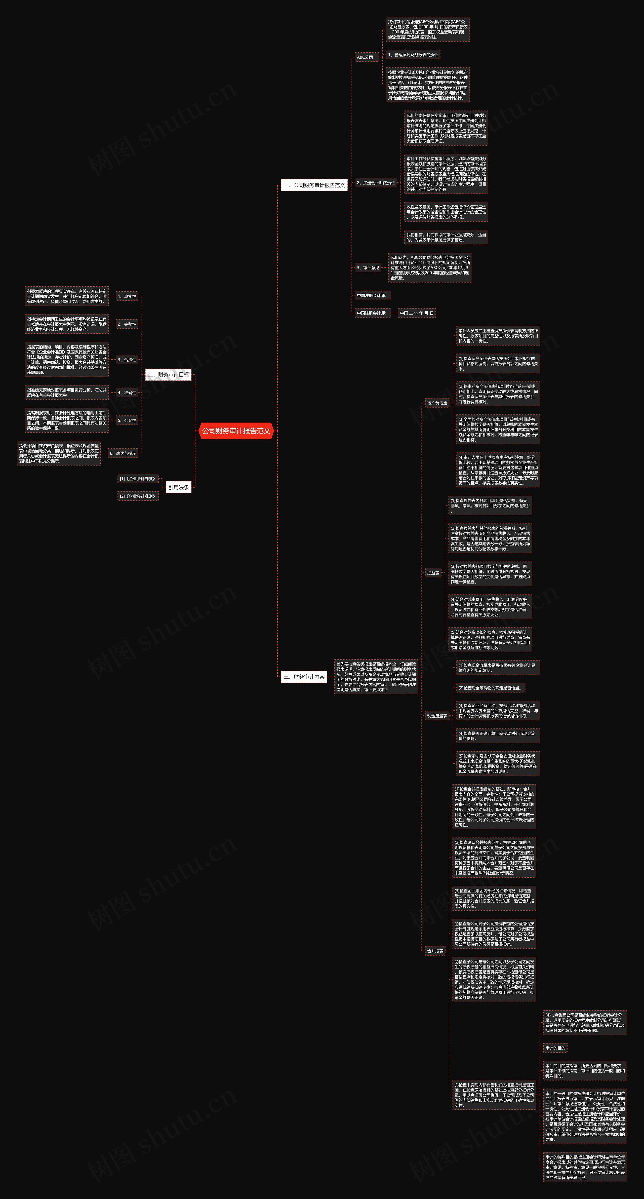 公司财务审计报告范文思维导图