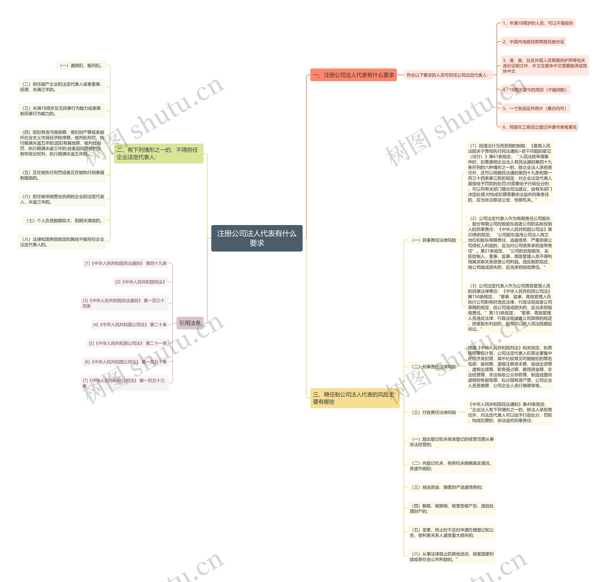 注册公司法人代表有什么要求思维导图