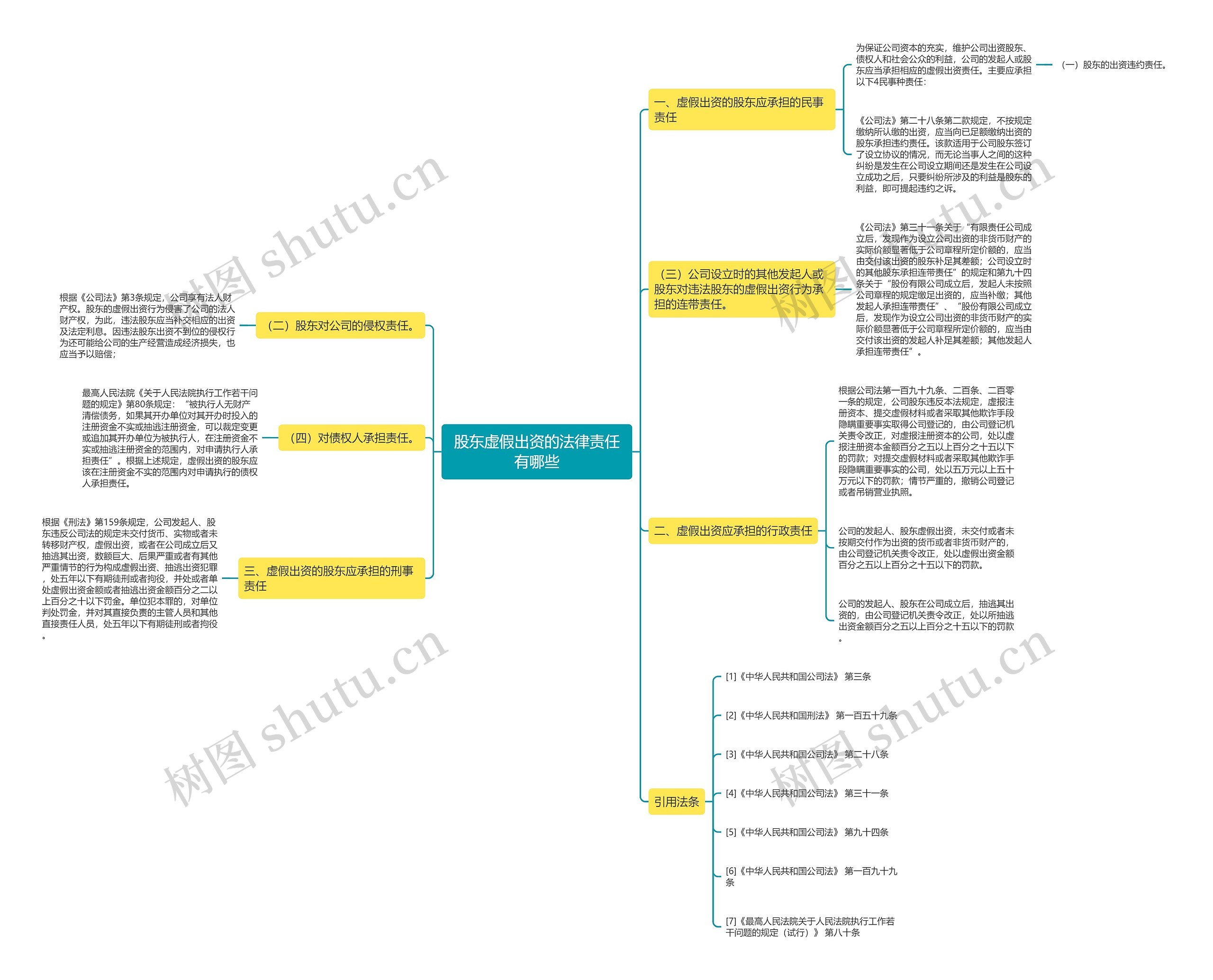 股东虚假出资的法律责任有哪些思维导图