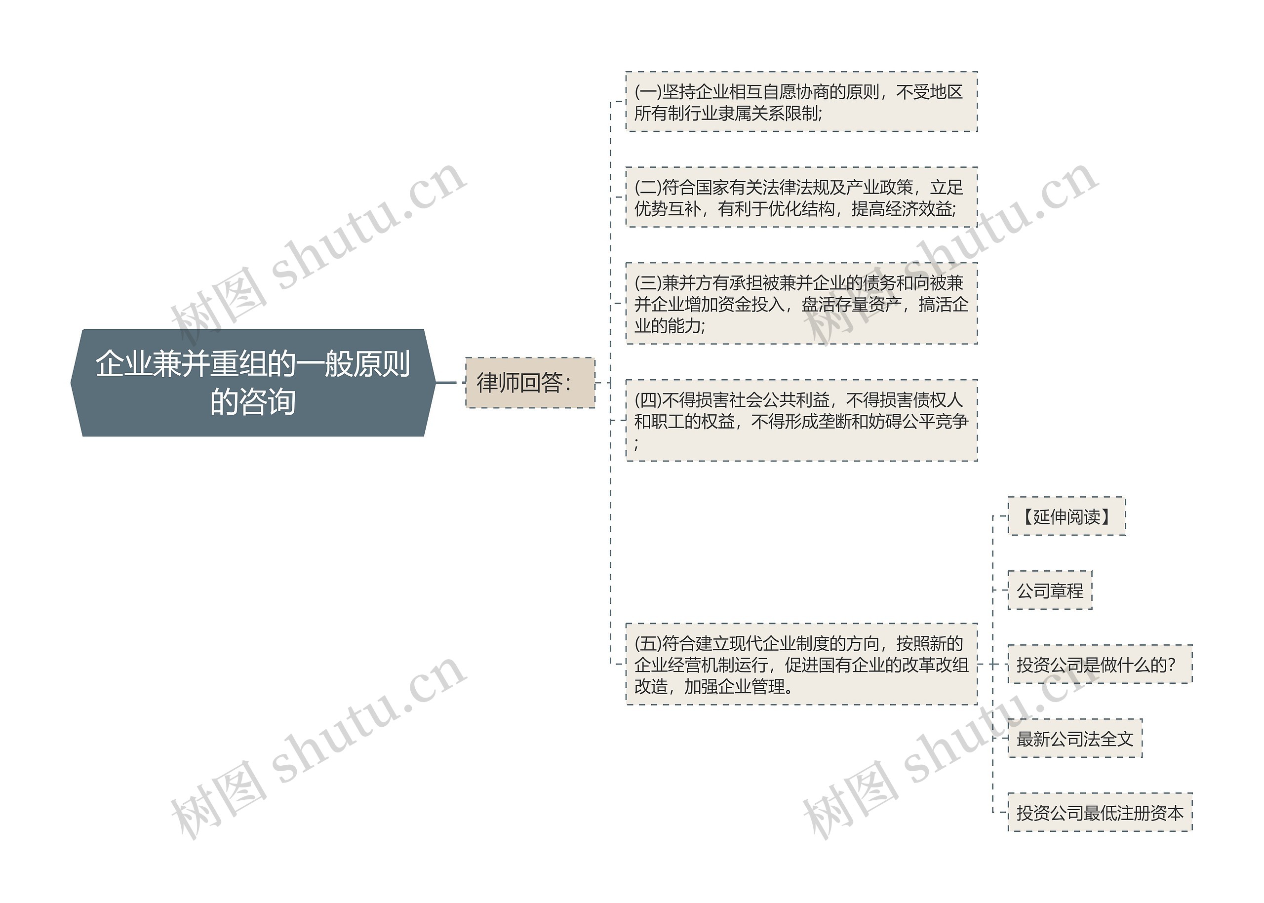 企业兼并重组的一般原则的咨询思维导图