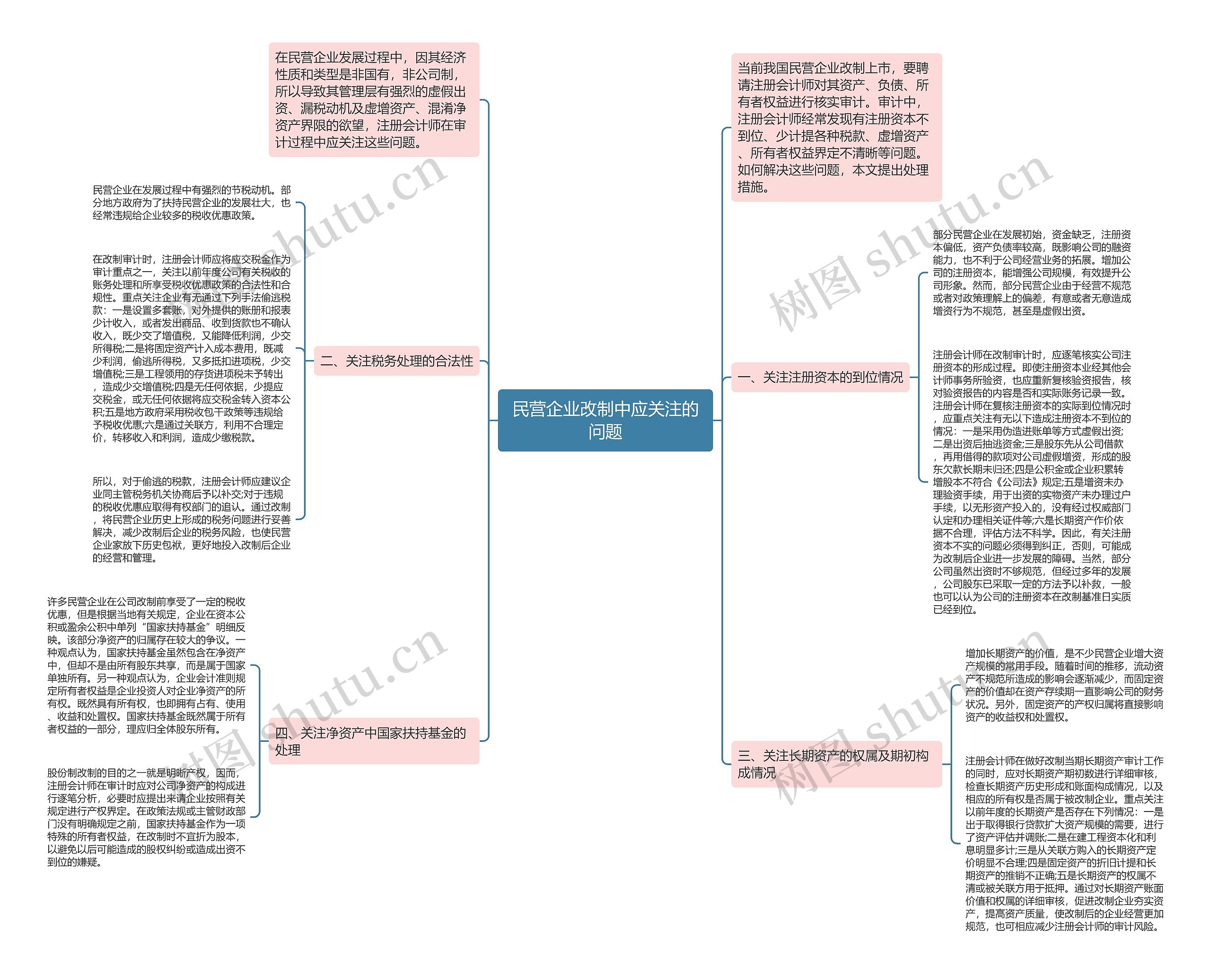 民营企业改制中应关注的问题思维导图