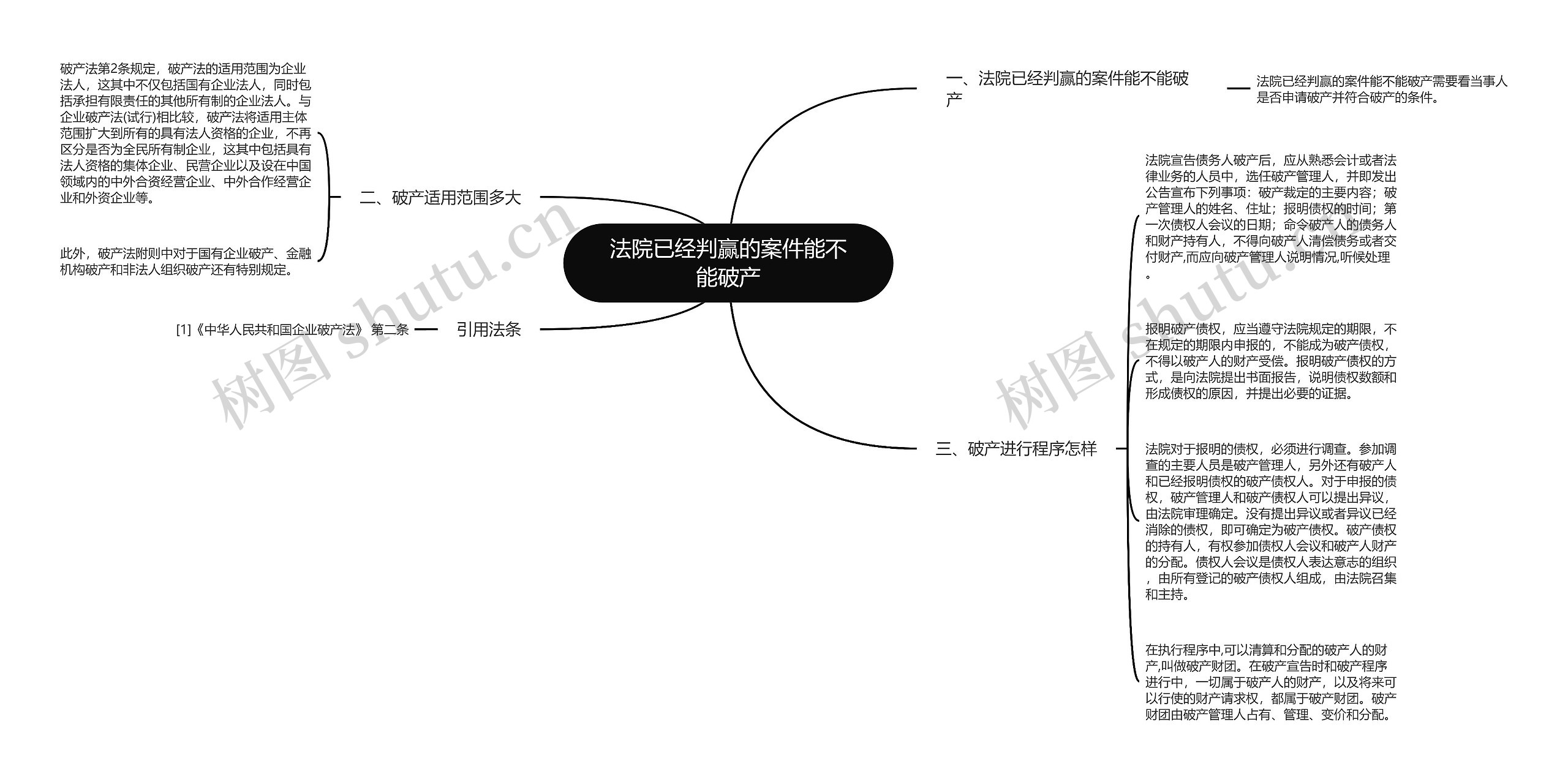 法院已经判赢的案件能不能破产思维导图