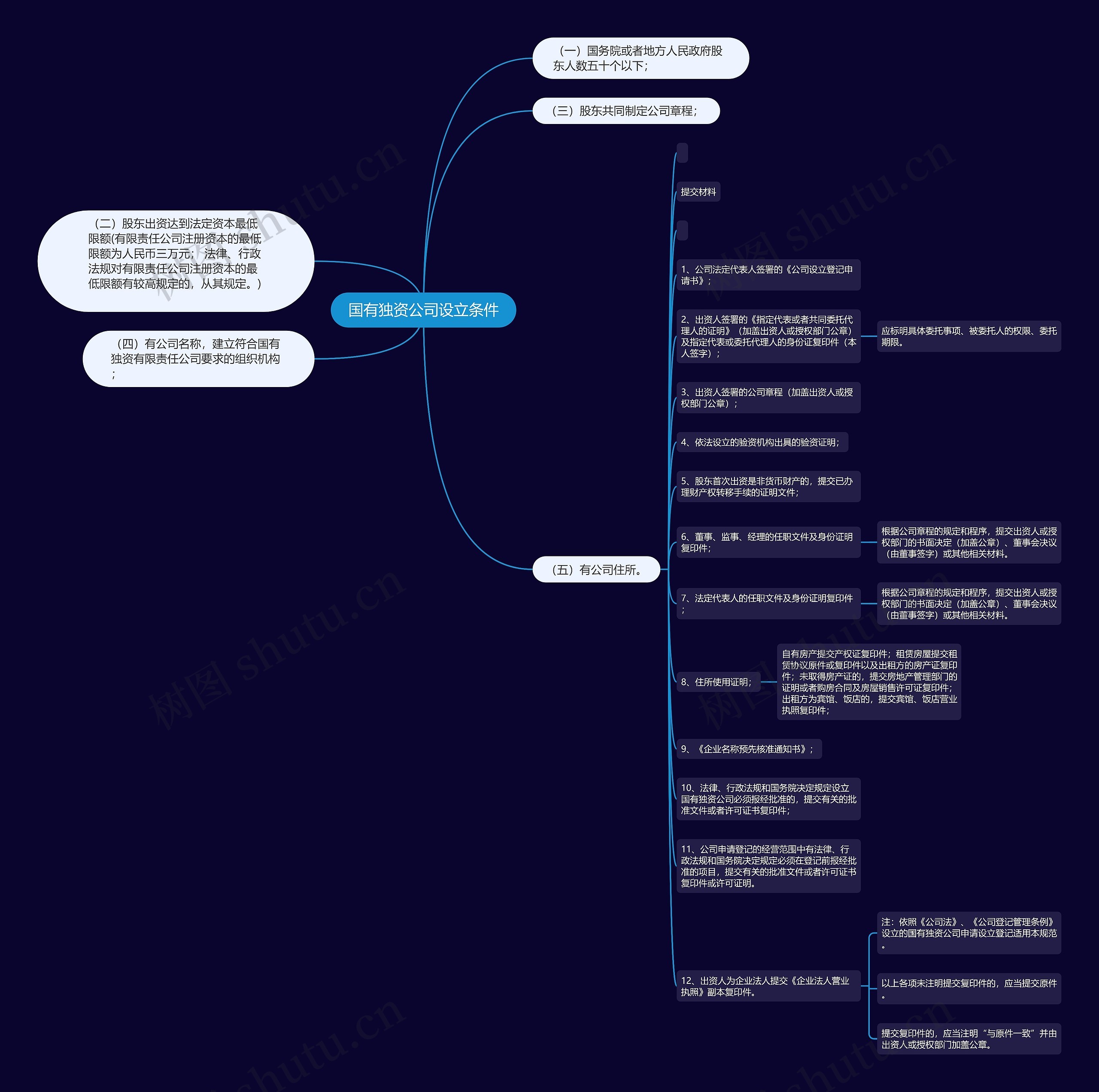 国有独资公司设立条件思维导图