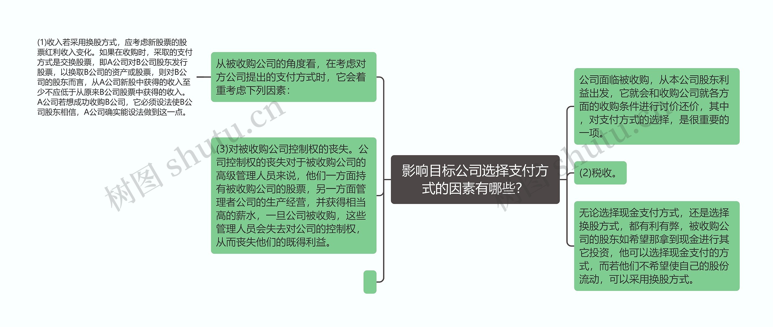 影响目标公司选择支付方式的因素有哪些？思维导图