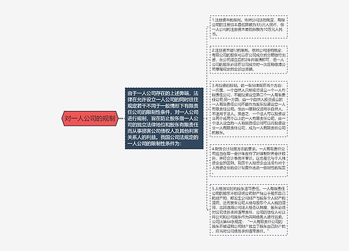 对一人公司的规制