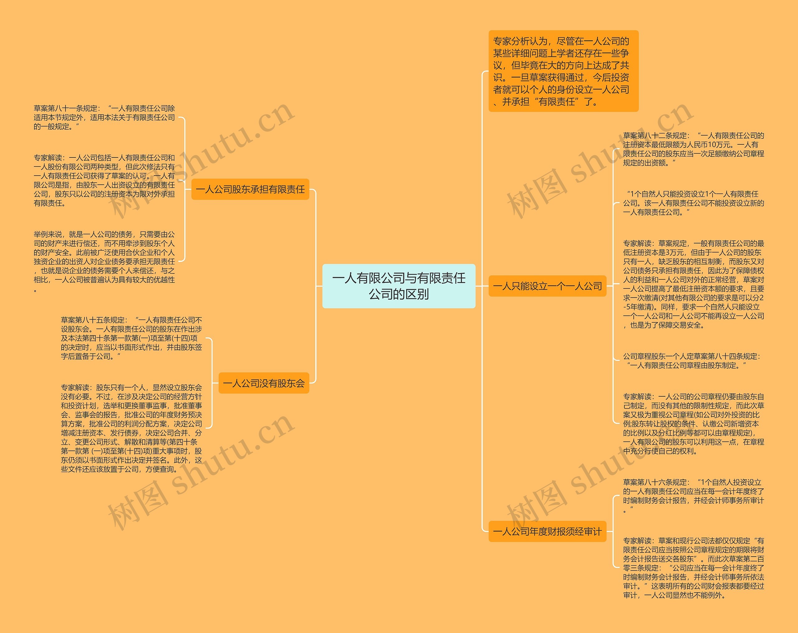 一人有限公司与有限责任公司的区别思维导图