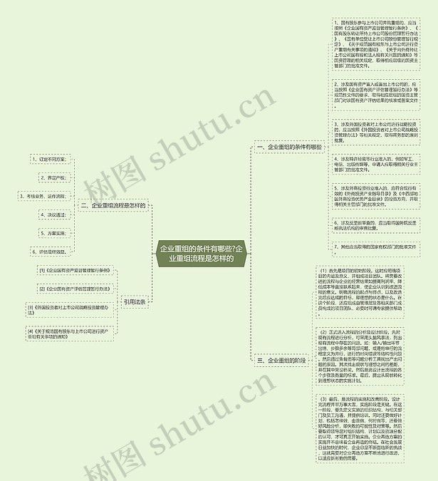 企业重组的条件有哪些?企业重组流程是怎样的思维导图_编号p6603220-TreeMind树图