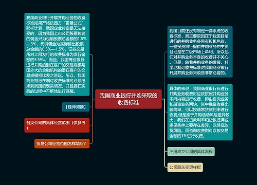 我国商业银行并购采取的收费标准