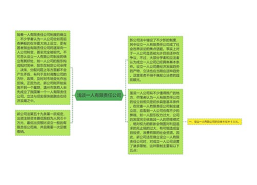 浅谈一人有限责任公司