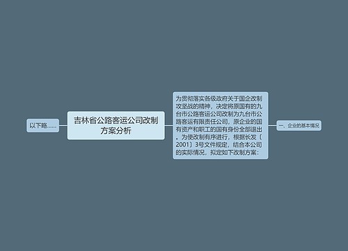 吉林省公路客运公司改制方案分析