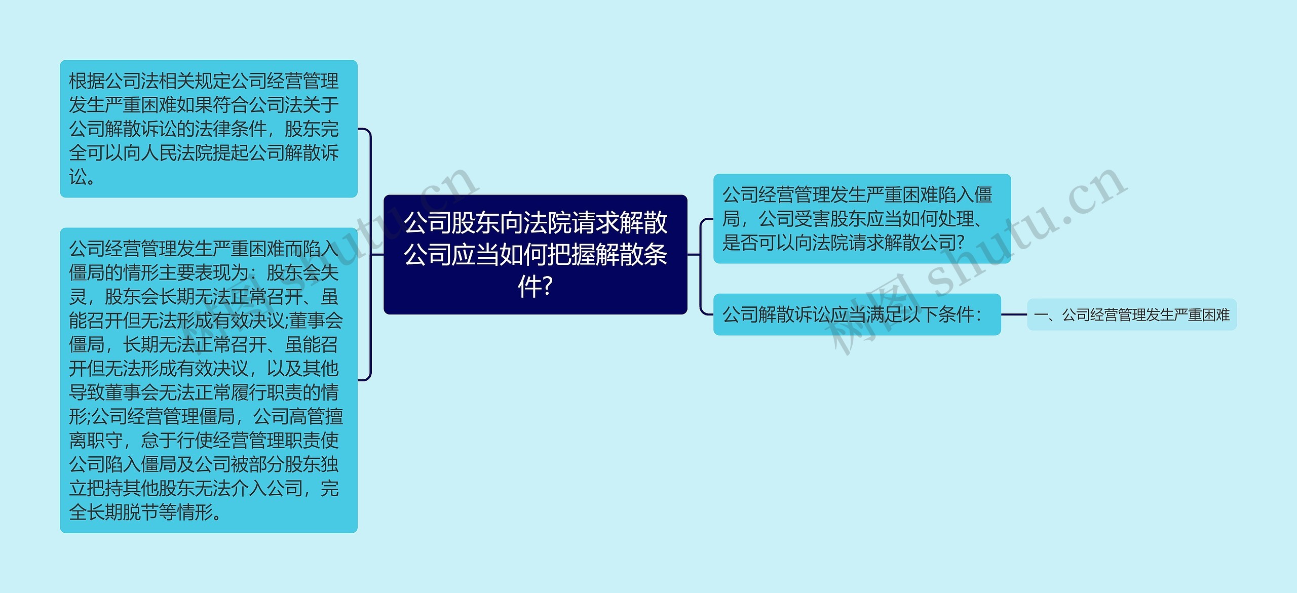 公司股东向法院请求解散公司应当如何把握解散条件?思维导图